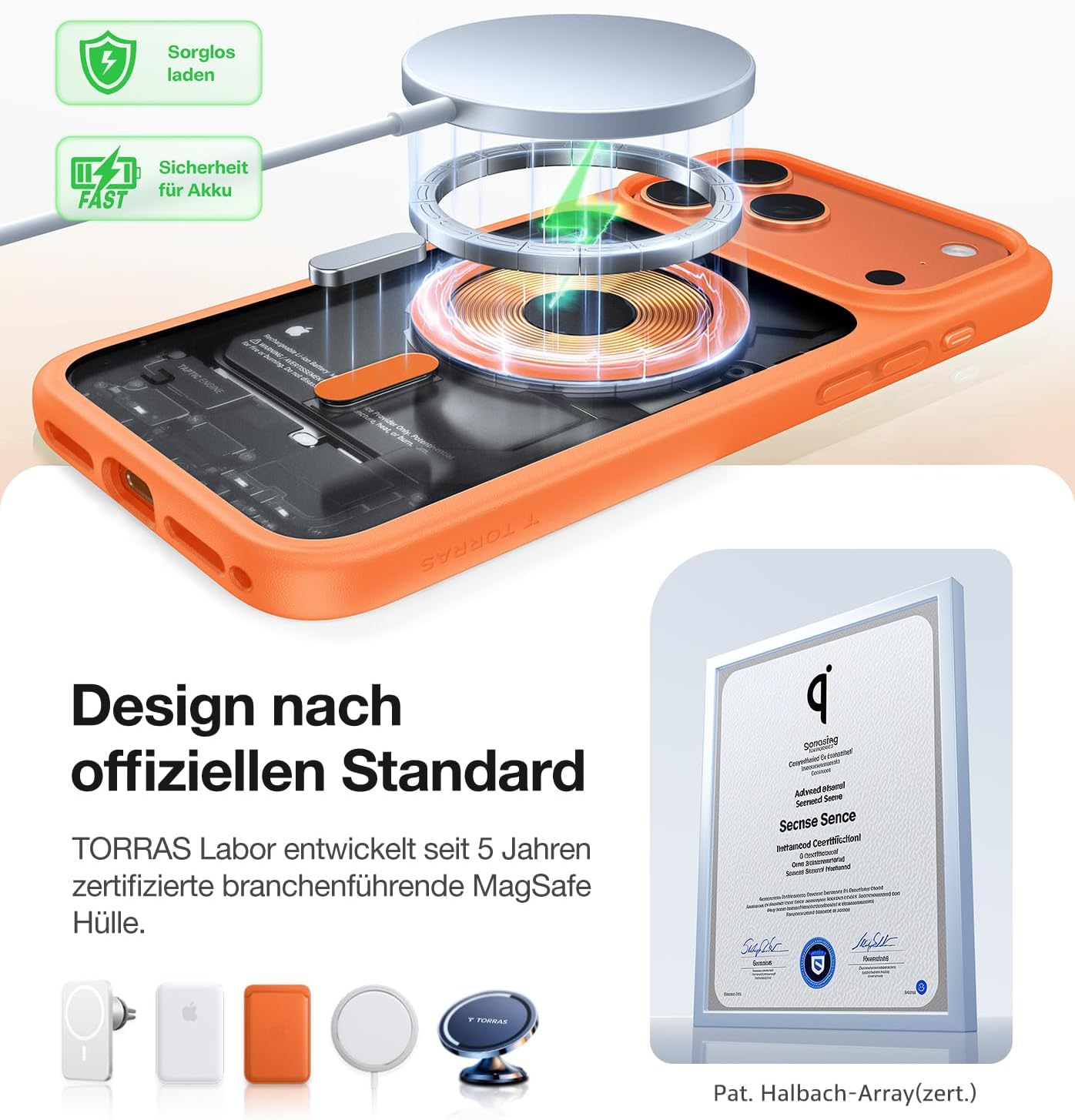Detalle 2 de TORRAS Guardian‑Mag iPhone 17 Pro Max Hülle Matt Orange