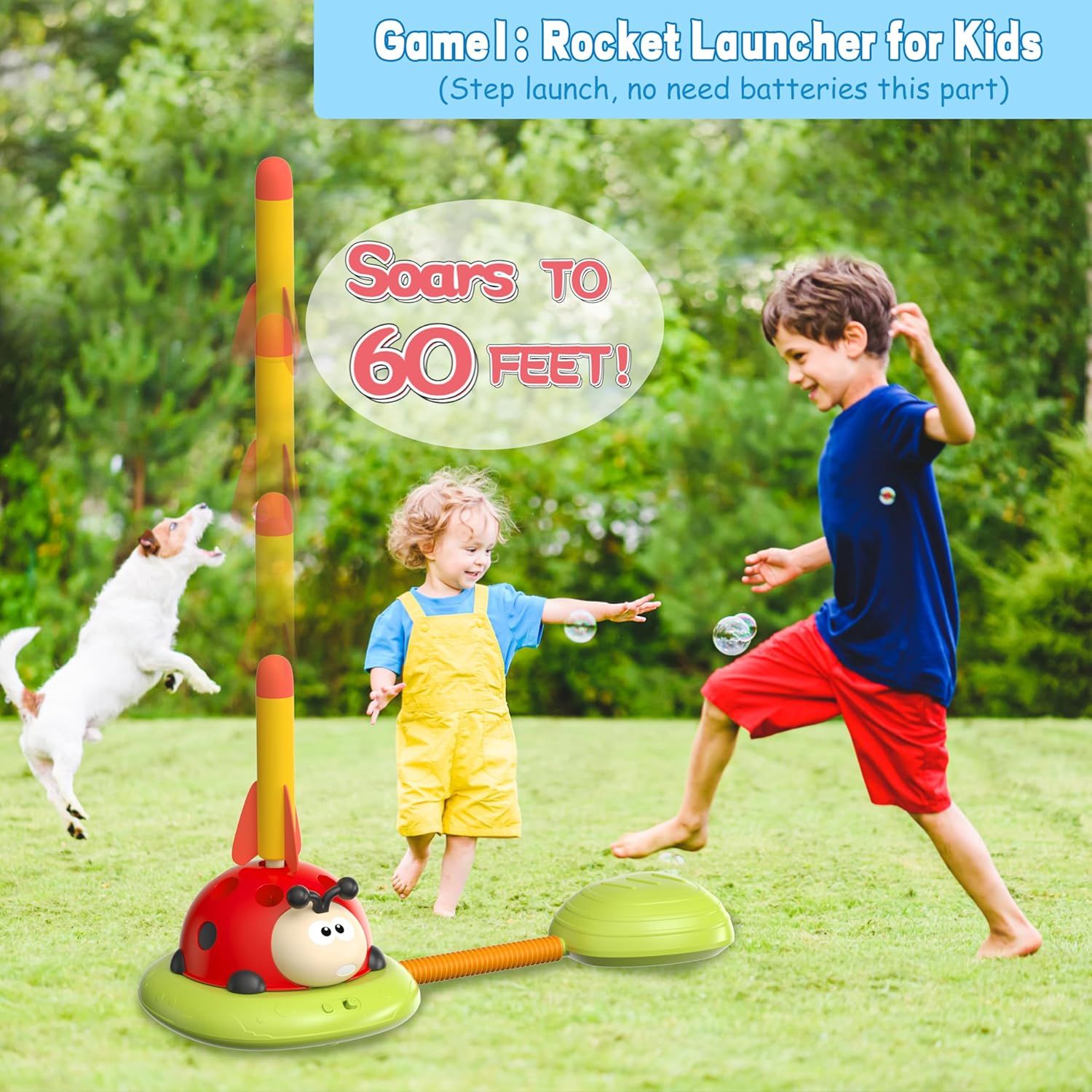 Thumbnail 2 de Engfa 3-in-1 Musical Jump, Toss Ring Game, and Stomping Rocket Launcher: A 3-Toys-in-One Outdoor/Indoor Favorite