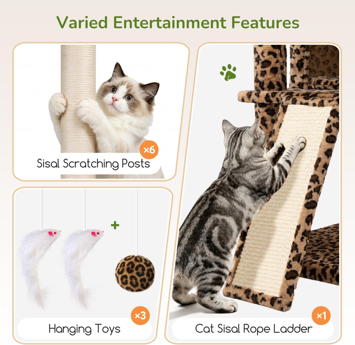 Detalle 1 de Globlazer S78G 78.35-Inch Cat Tree for Multiple Cats, 7 Levels and Sisal Scratching Posts