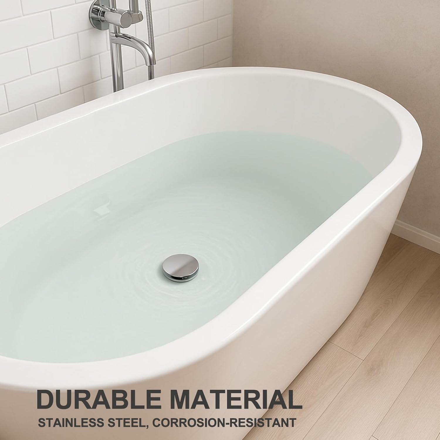 Detalle 2 de SURFOU Tapon Bañera Cromado Ø72mm, Ajustable y Antióxido