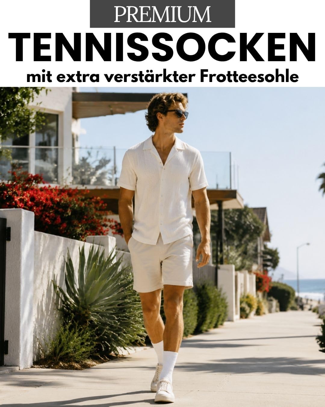Detalle 2 de sockenkauf24 Premium Tennissocken Unisex – gepolstert, atmungsaktiv & nachhaltig (5 Paar)