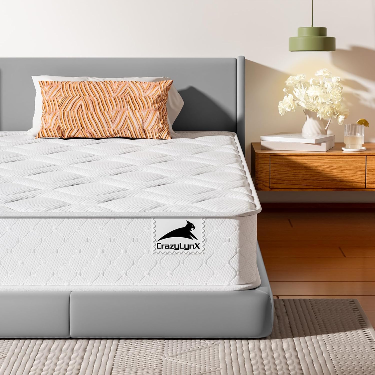 Detalle de CRAZYLYNX 3FT Single Mattress 9‑Zone Inner Spring with 3D Breathable Fabric – 7.5 Inch Thickness
