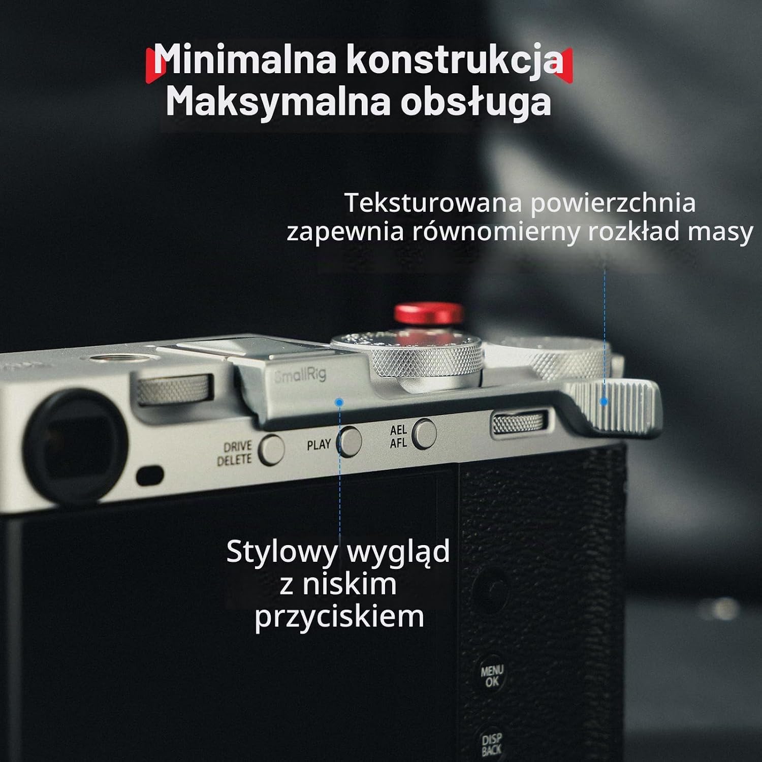 Detalle de SMALLRIG 5451 – srebrny uchwyt kciukowy do FUJIFILM X-E5
