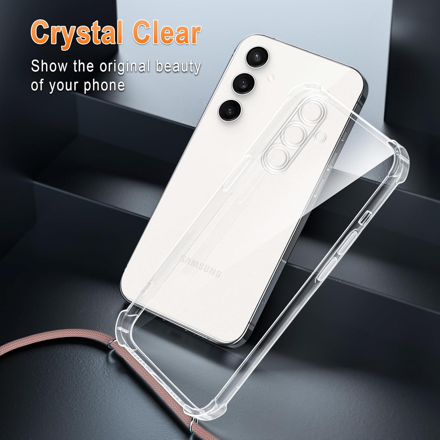 Thumbnail 4 de XTCASE Coque avec collier pour Samsung Galaxy A56 5G – Transparente en silicone avec cordon Or Rose
