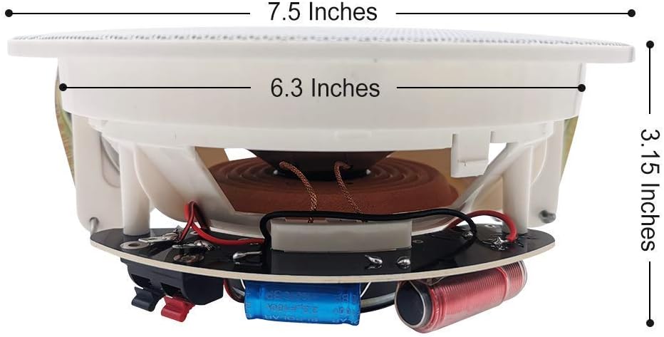 Detalle de Herdio 150W 6.5-Inch Ceiling Bluetooth Speakers (Pair) – Flush Mount for Office, Kitchen, Living Room, or Bathroom