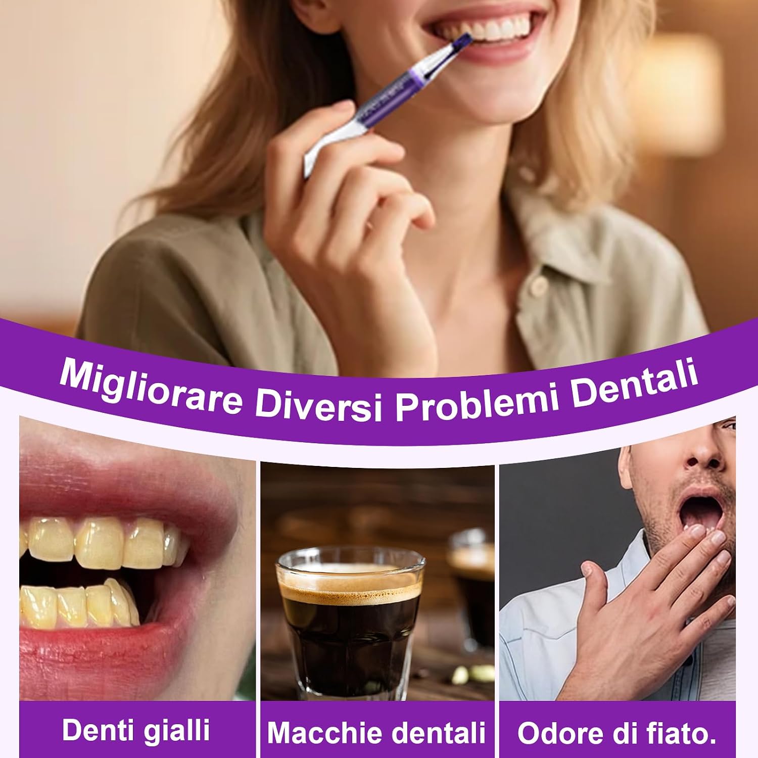 Detalle de Penne Sbiancante Denti – Kit Sbiancamento Dentale 3 Pezzi