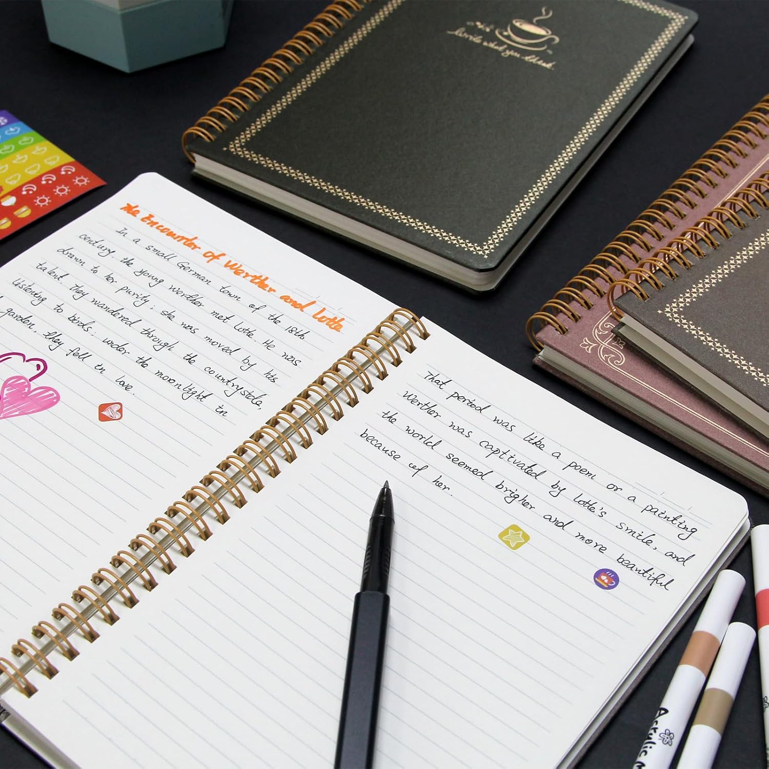 Detalle 2 de WETLOTE Fabric Spiral Notebook, 7.5 x 10.2 Inches, 160 Pages, 80g Paper