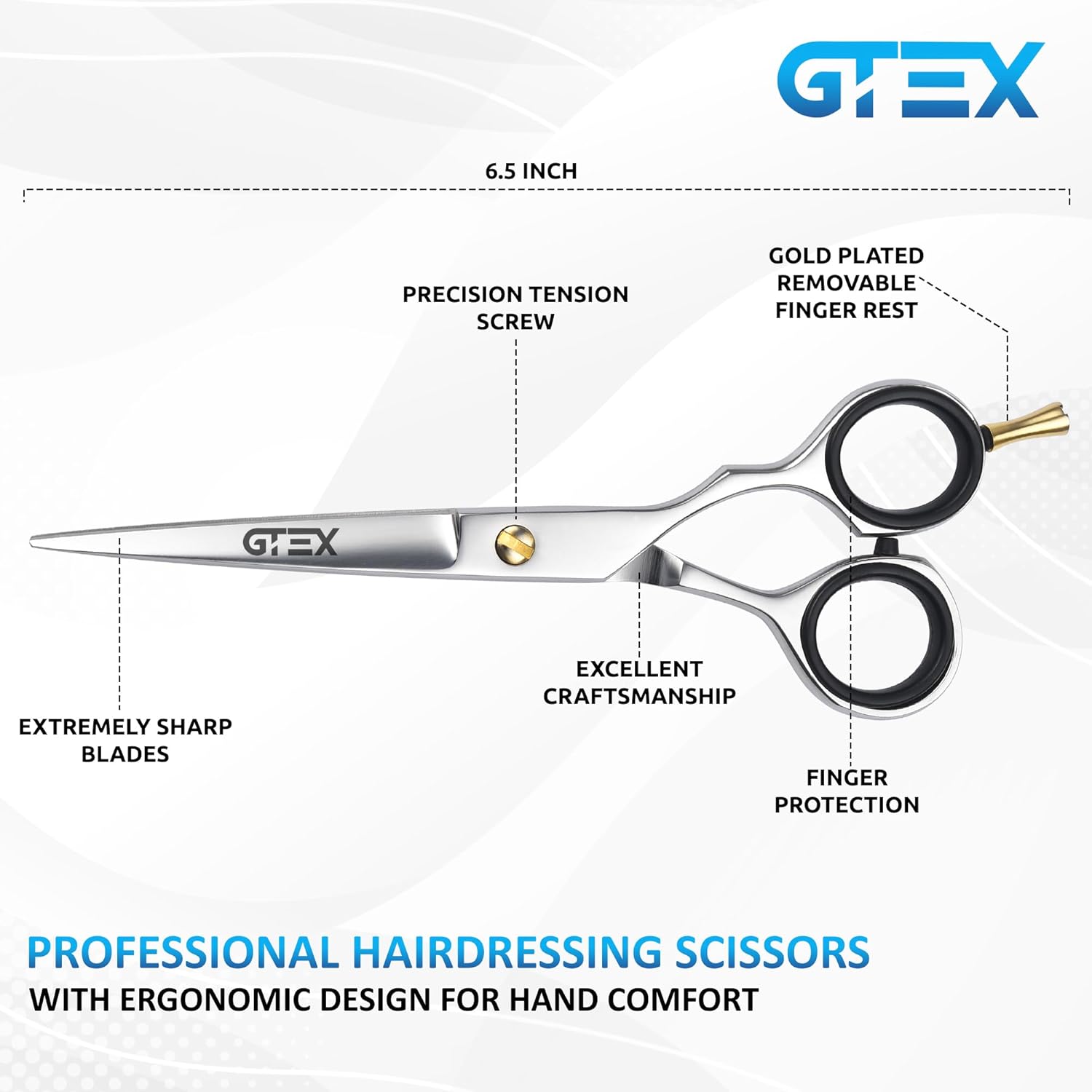 Thumbnail 2 de GTEX Hair Scissors, 6.5 Inch Professional Hair Cutting Scissors for Women, Men, and Adults