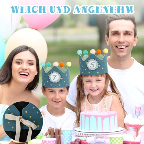 Detalle de URAQT Corona Cumpleaños para Infantil con Números Intercambiables (1–9) y Ajuste Personalizable
