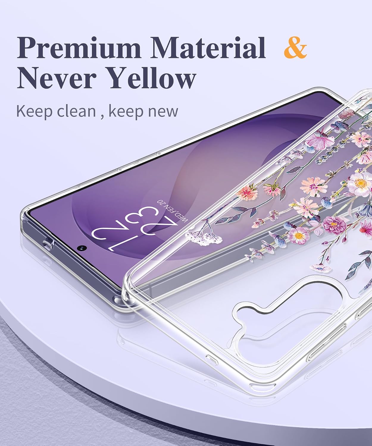 Thumbnail 2 de GVIEWIN Galaxy S26 Clear Floral Slim Shockproof Case with Screen & Camera Protection
