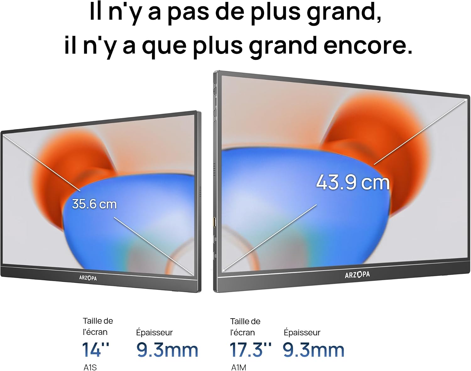 Detalle de ARZOPA Grand Écran Portable 17,3 pouces FHD HDR IPS (USB‑C/HDMI) pour PC, Mac, PS5/PS4, Xbox et Switch
