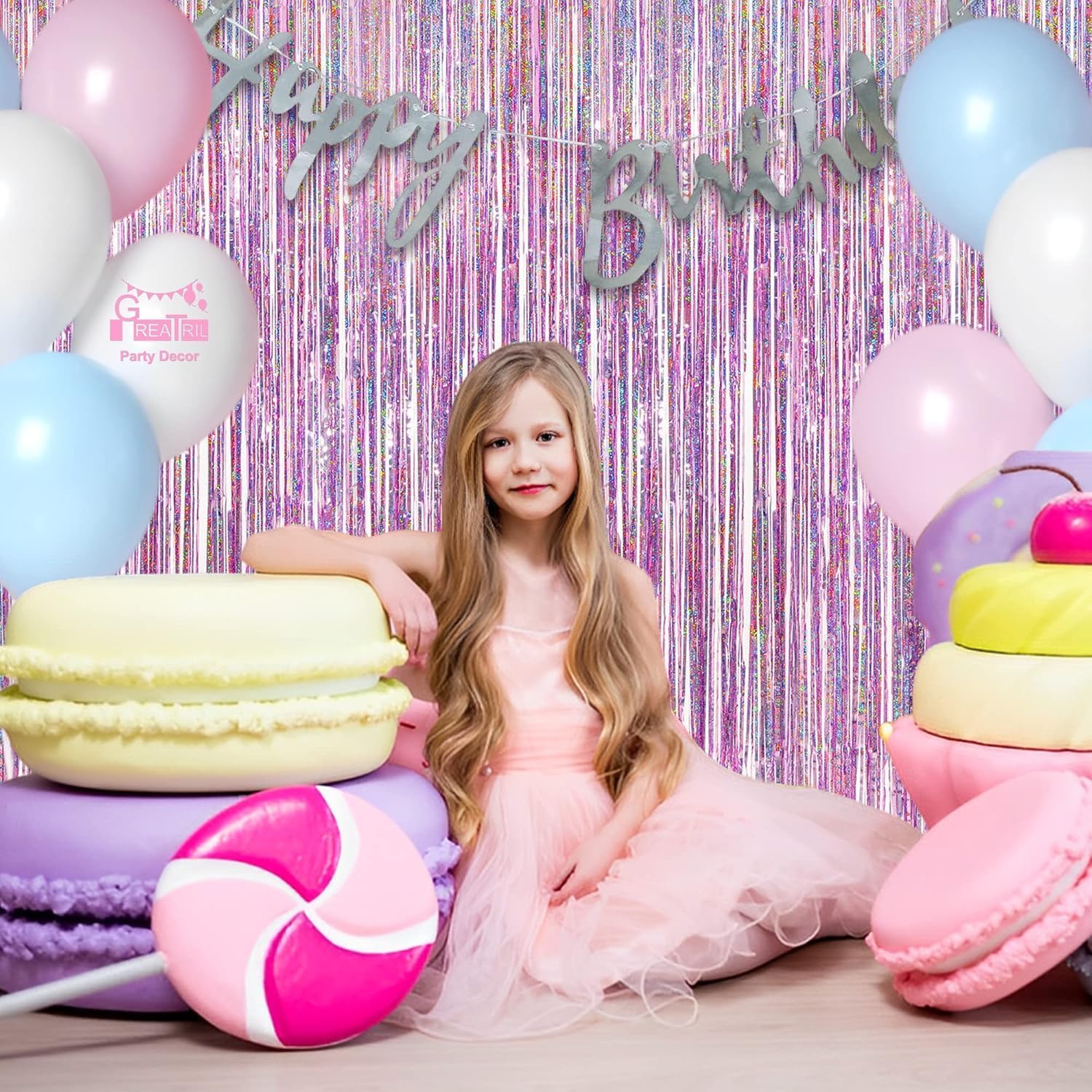 Thumbnail 6 de GREATRIL Pink Tinsel Curtain 3.2ft