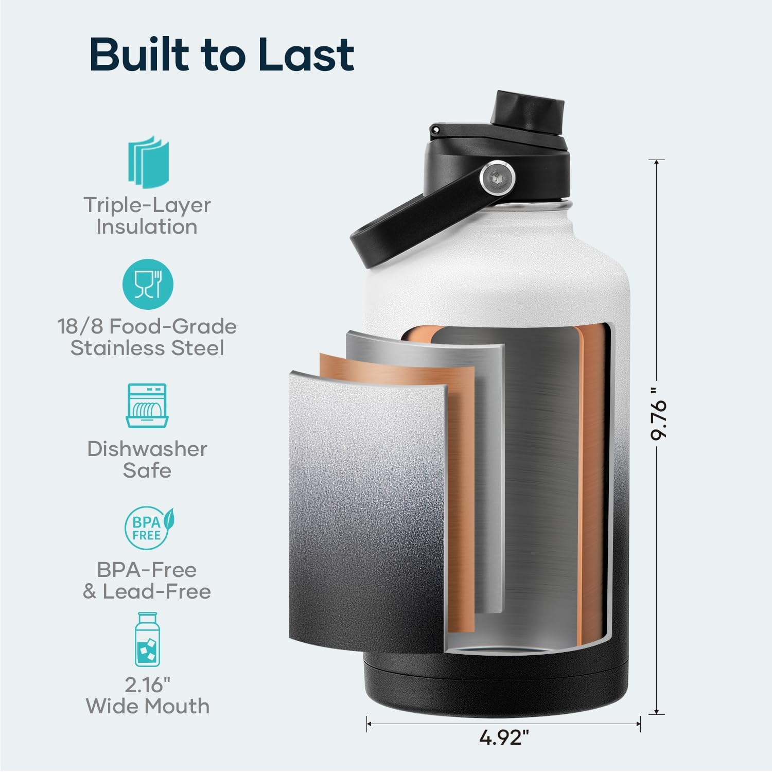 Detalle 2 de BUZIO 64oz insulated water bottle