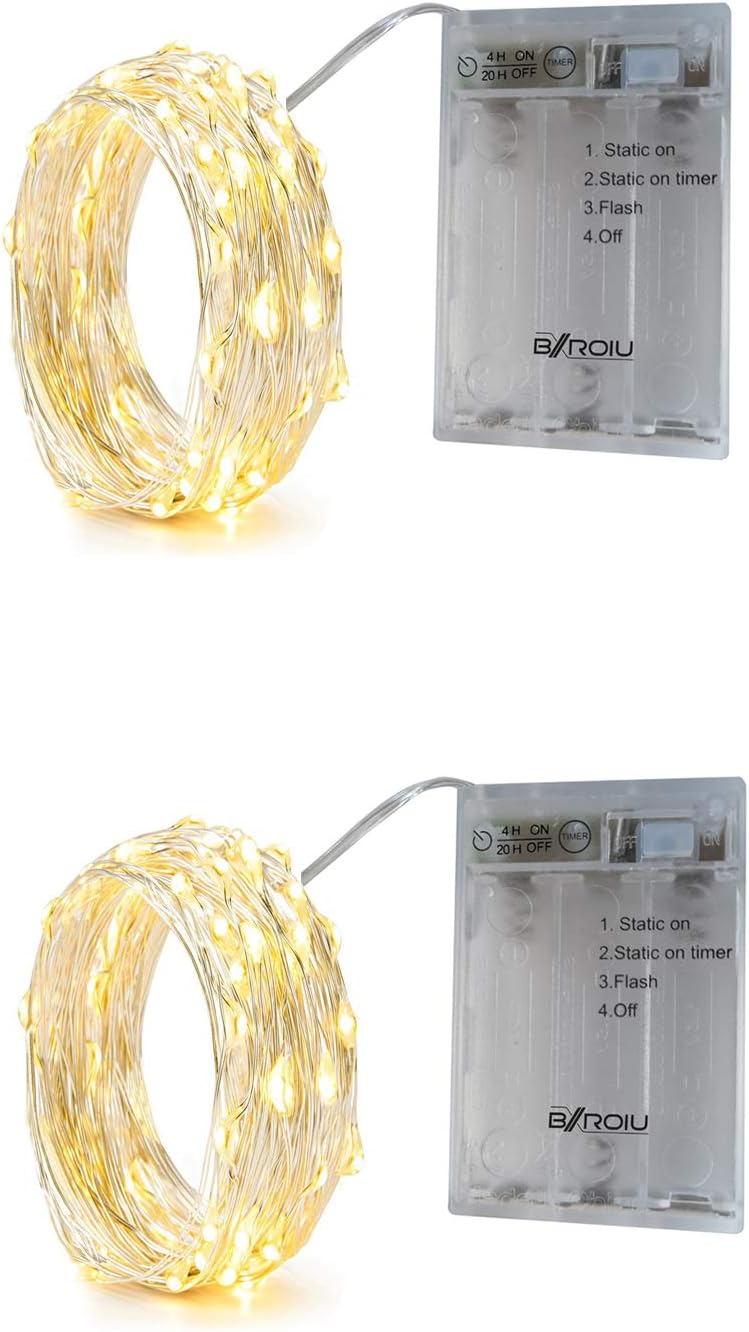 Thumbnail 4 de BXROIU 4 x 50er Mikro-LED Lichterkette Batterie betrieben | Silberdraht, 5 m, 4 Stück – vielseitige Dekoration für Innenräume