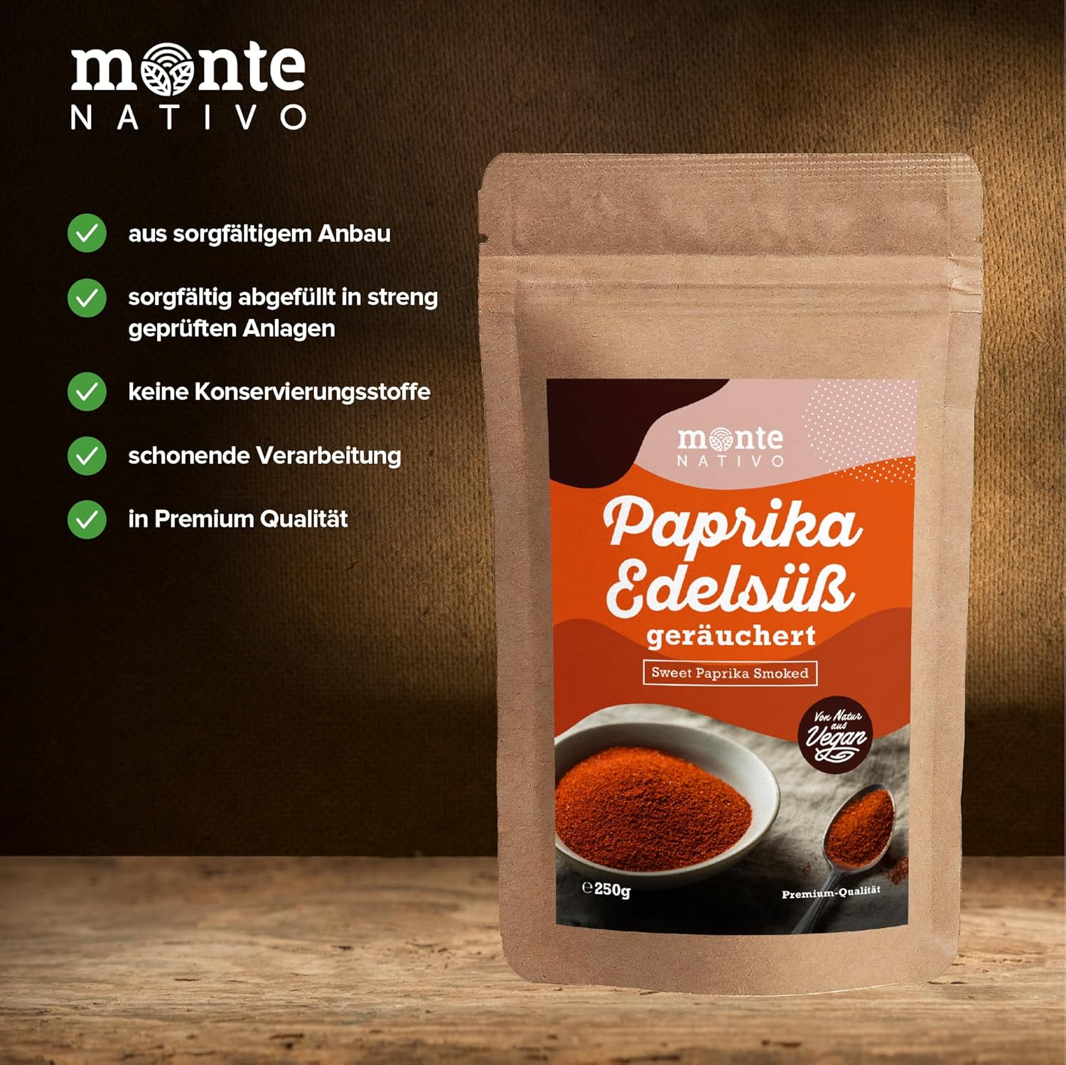 Detalle de Monte Nativo Rauchpaprikapulver edelsüß (250 g) – geräuchert, schonend getrocknet