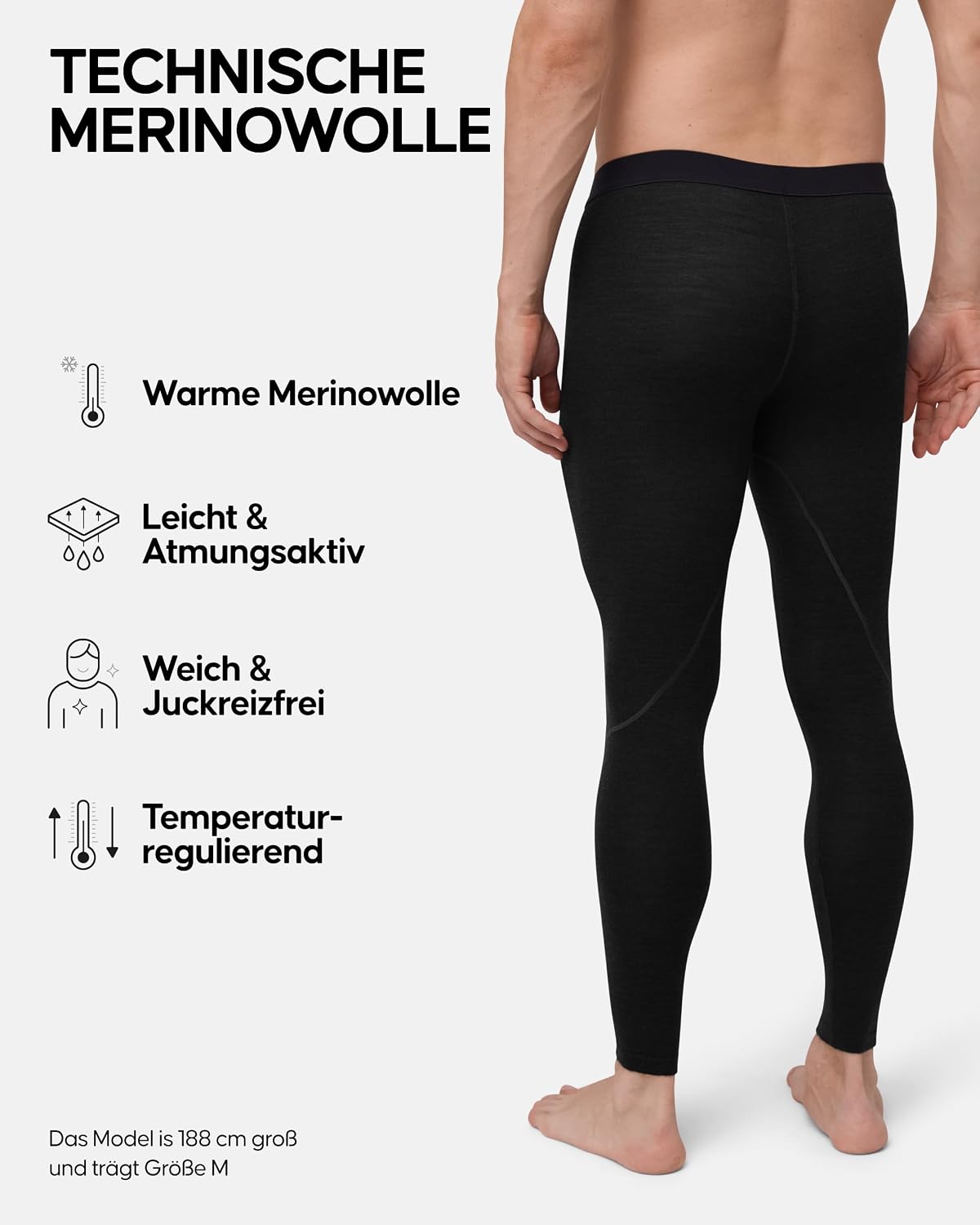 Detalle de DANISH ENDURANCE Merino Thermounterhose Lang