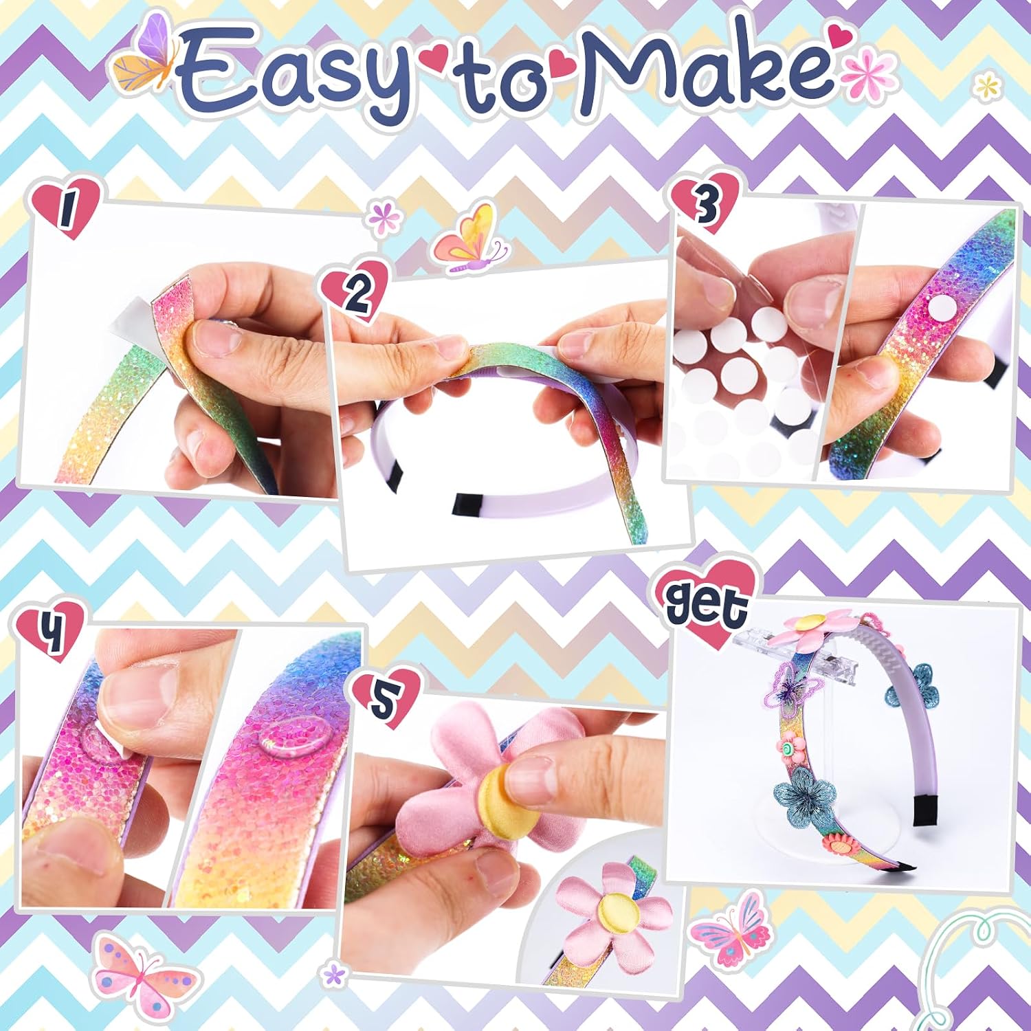 Detalle de CITSKY girls’ fashion craft kit (ages 6–12) – DIY flower hair accessory set