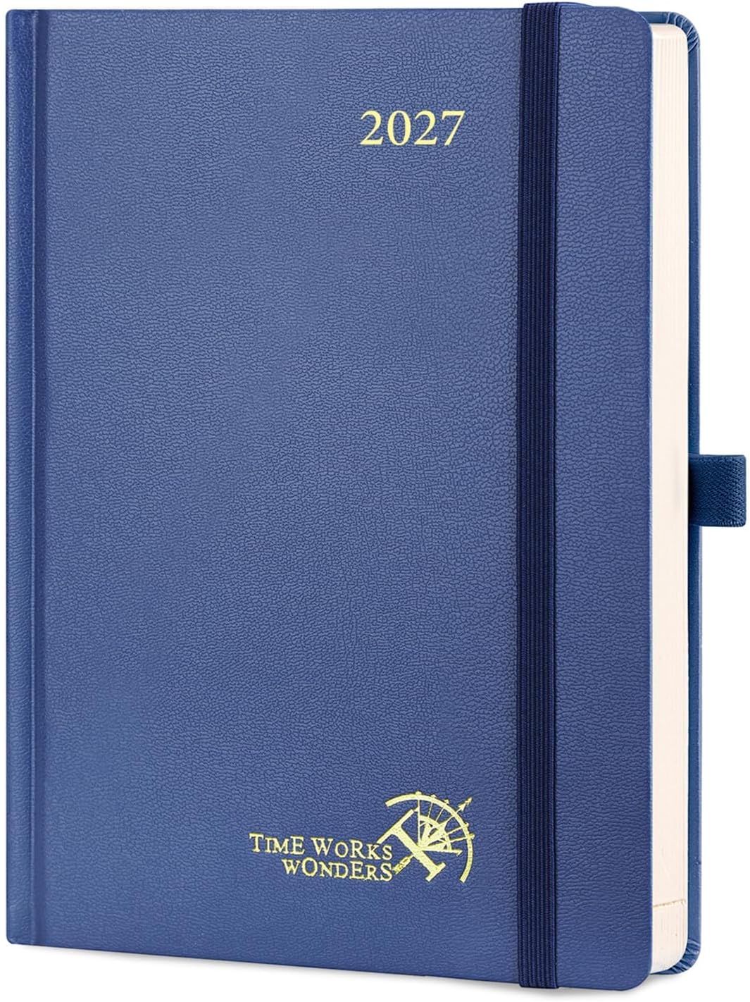 Detalle de POPRUN 2027 Daily Planner, Hardcover, Hourly Schedule, Navy Blue