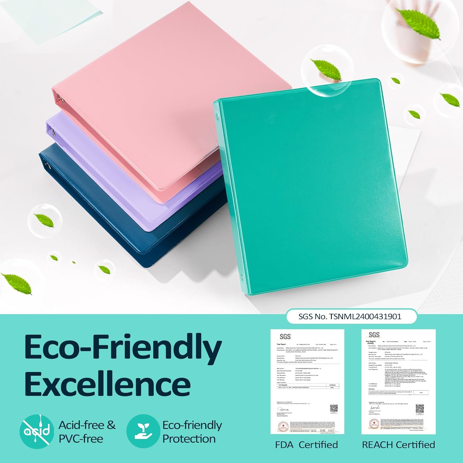 Detalle 2 de Sooez BinderX SZA1601-10401A 1-Inch 3-Ring Binder, Navy Blue, PVC-Free
