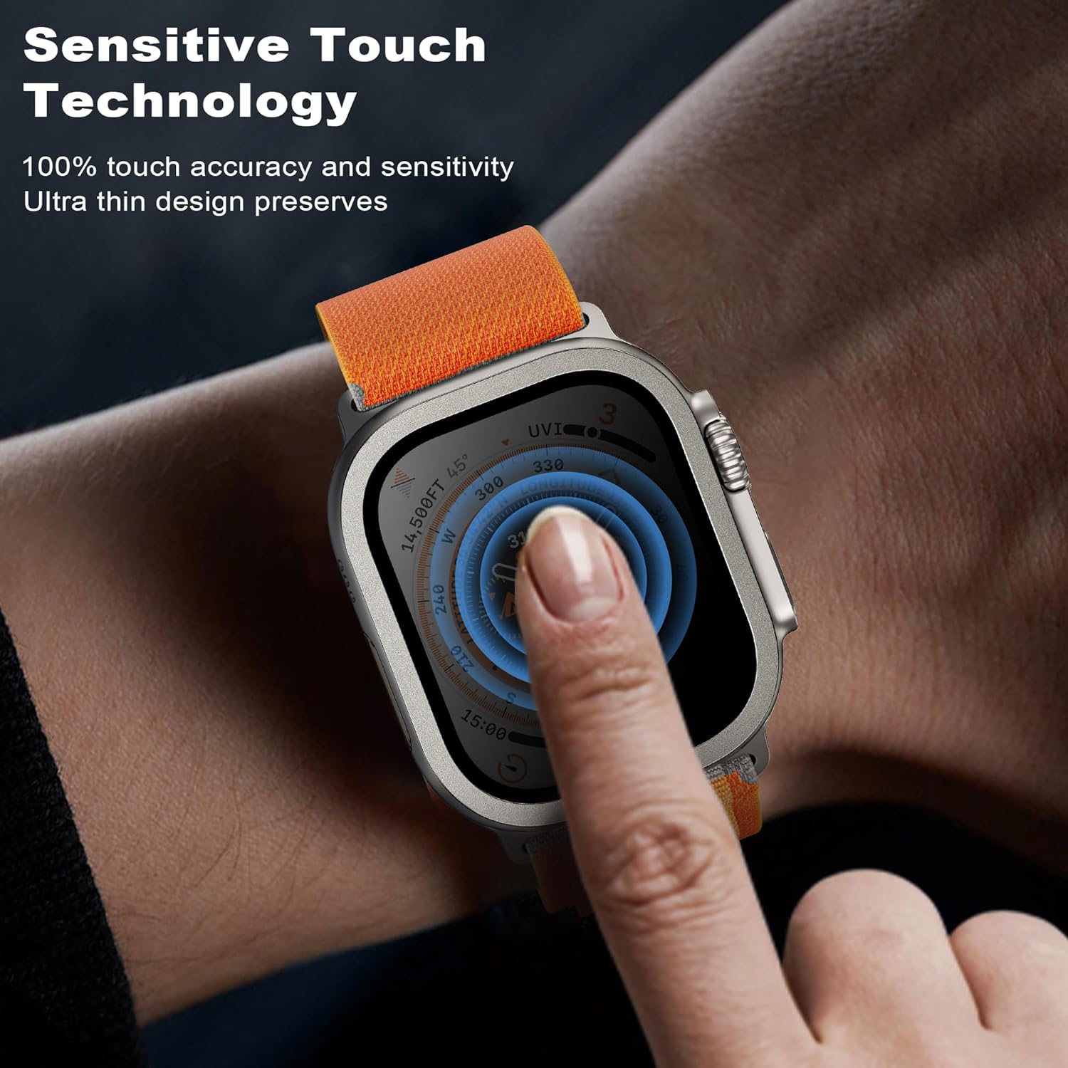 Thumbnail 2 de WSKEN Privacy Screen Protector for Apple Watch Ultra 3/2 (49mm) — 9H Tempered Glass + Titanium Alloy Frame