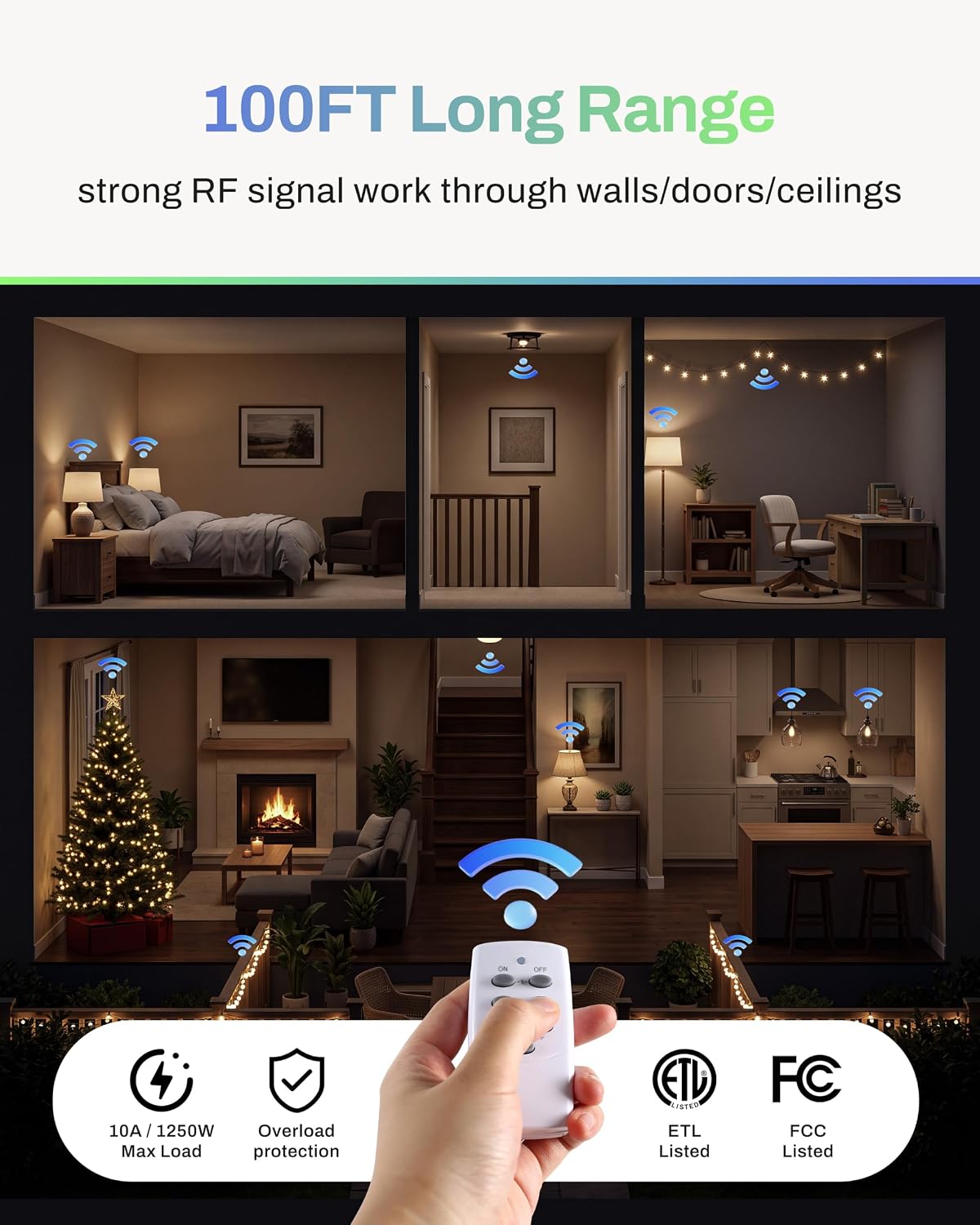 Detalle de BN-LINK U116R-2-5 Wireless Remote Outlet Switch, 5 Outlets, 2 Remotes