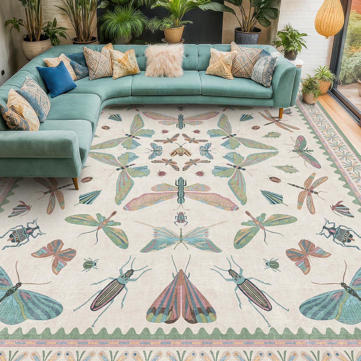 Detalle de Green Butterfly Area Rug 9x12