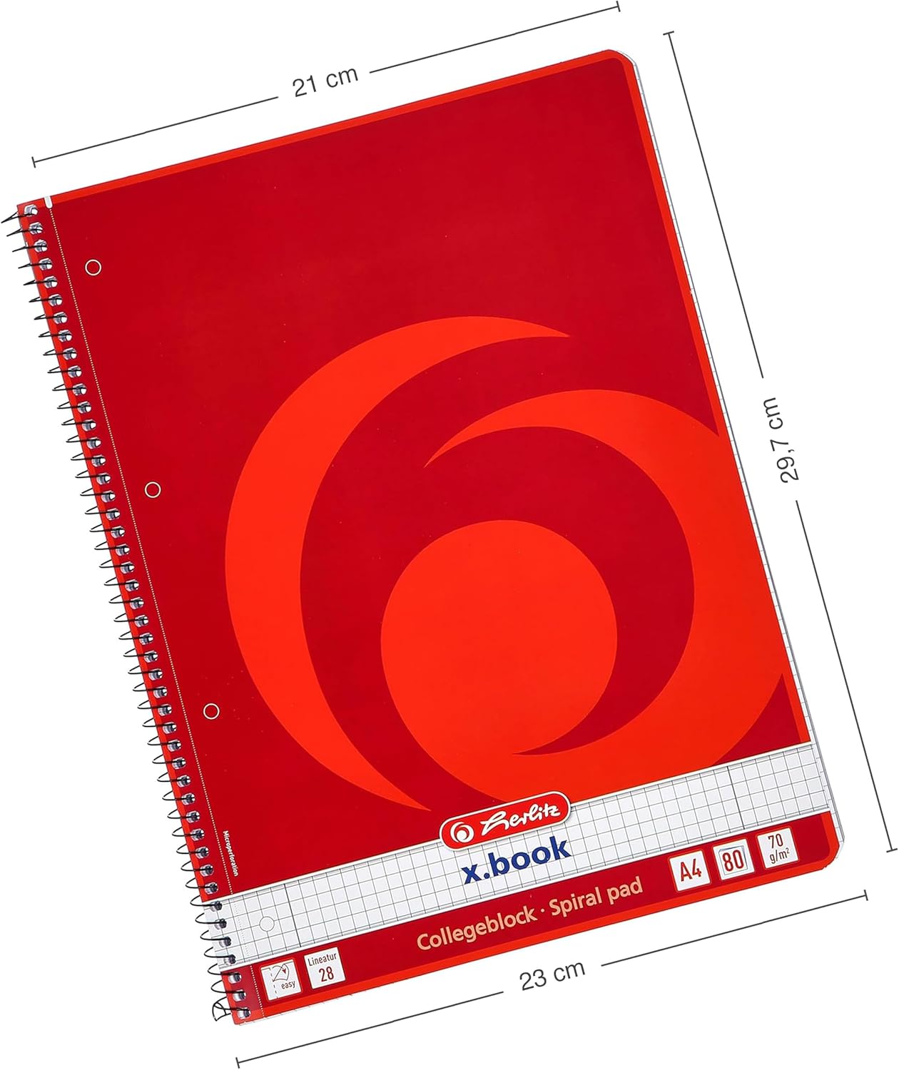Detalle 2 de herlitz Collegeblock A4 kariert – Lineatur 28, 80 Blatt, 5er Pack