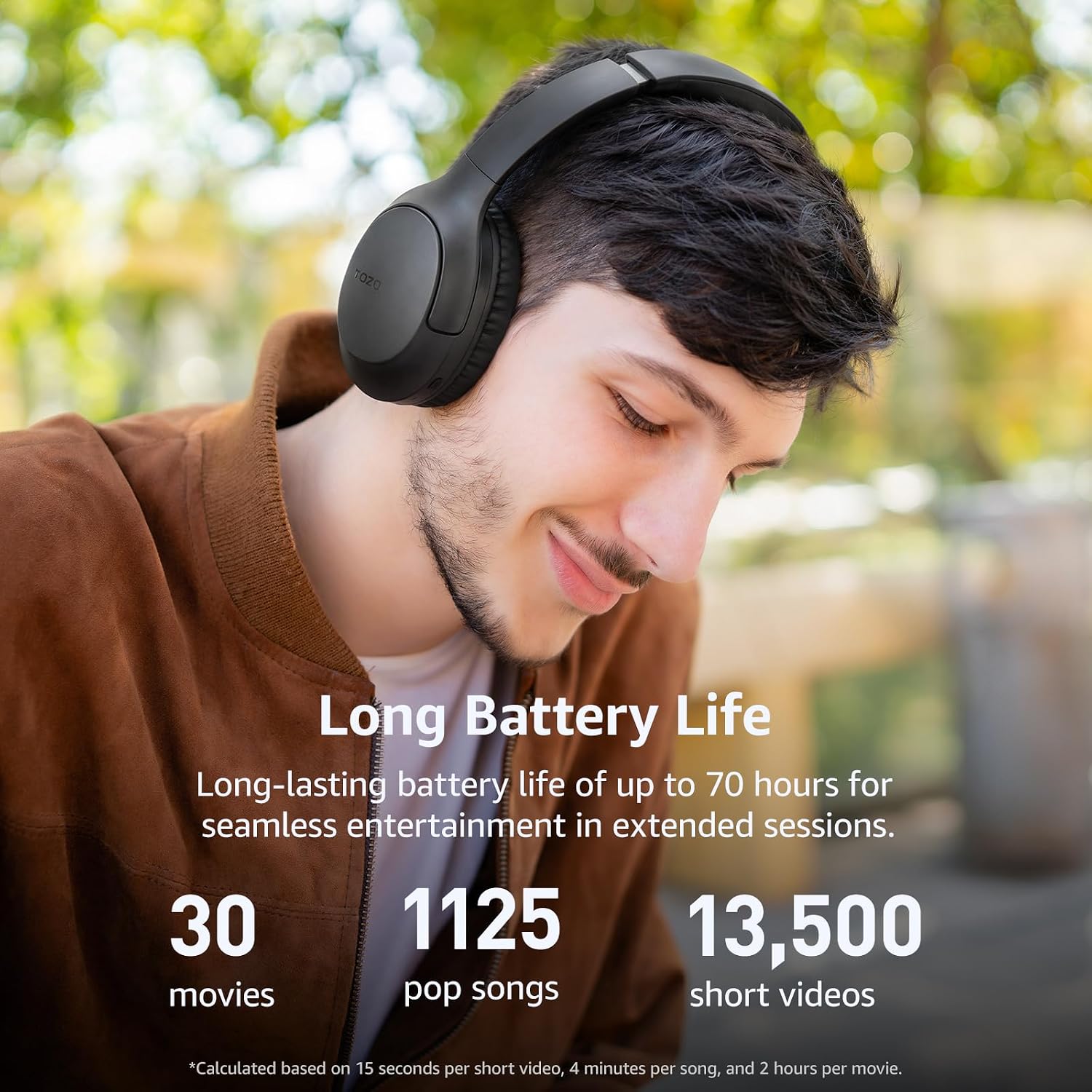 Detalle de TOZO HA1 Over-Ear Wireless Headphones, 70-Hour Battery, Bluetooth 5.4