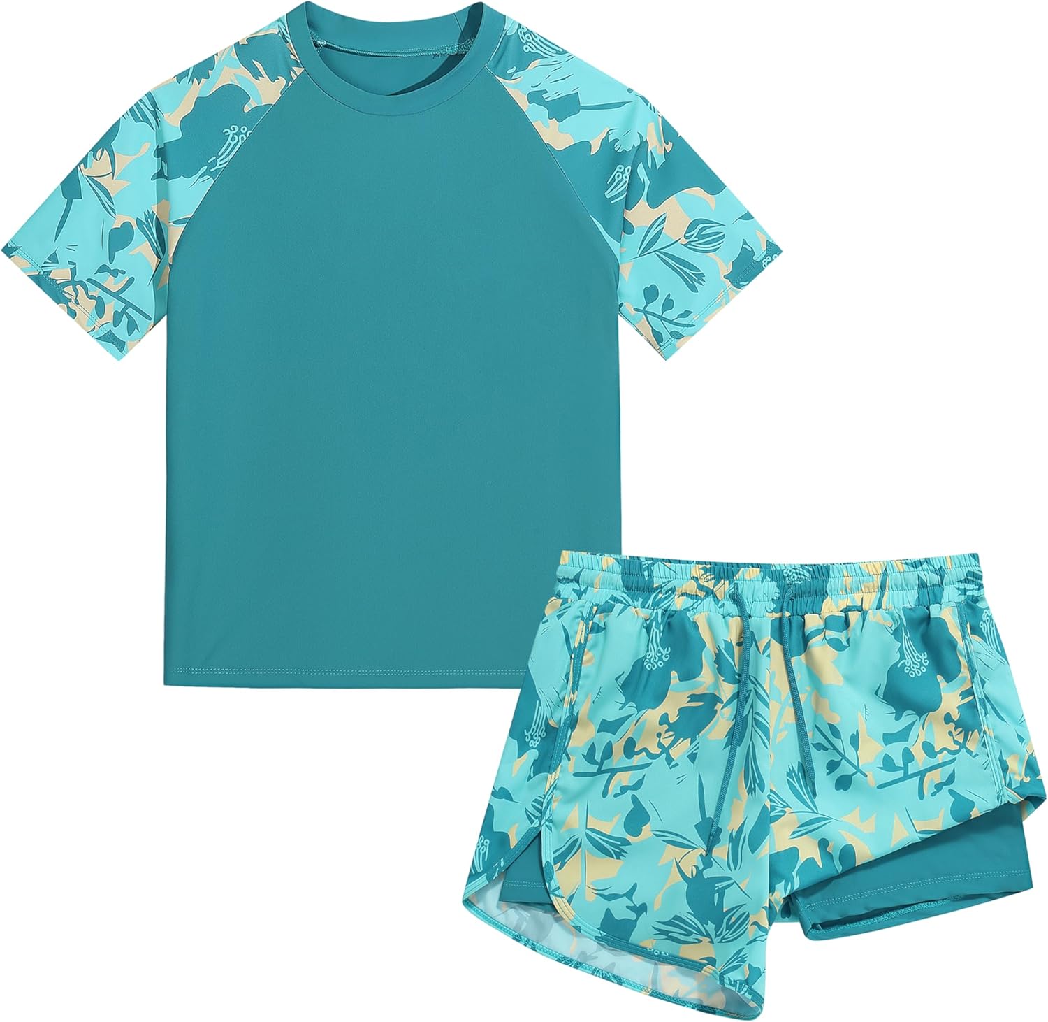 Thumbnail 4 de Boys' Rash Guard Two-Piece Swim Set with UPF50+ Compression Liner (5–16T)