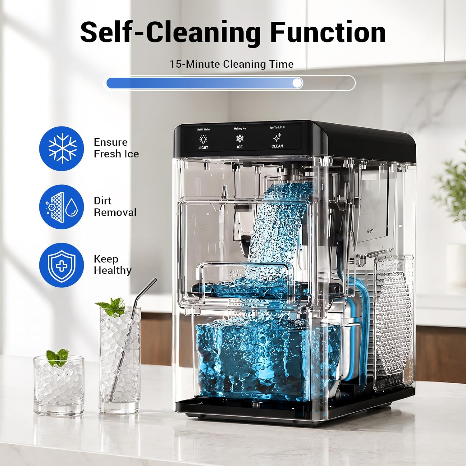 Detalle de Antarctic Star CB24M-C Nugget Ice Maker, 35 lb Daily Output, Self-Cleaning
