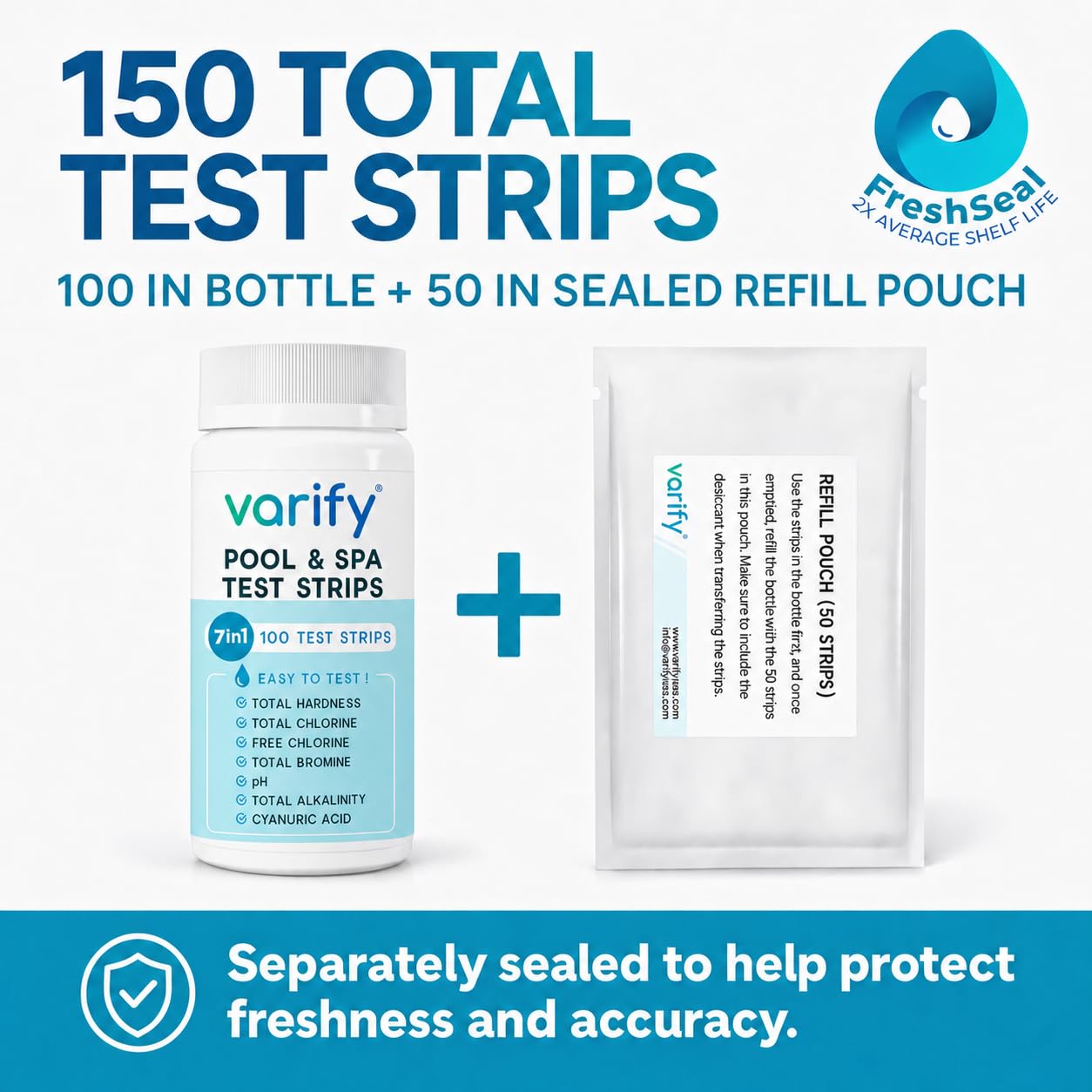 Detalle 2 de VARIFY 7-in-1 Pool and Spa Test Strips, 150 Count