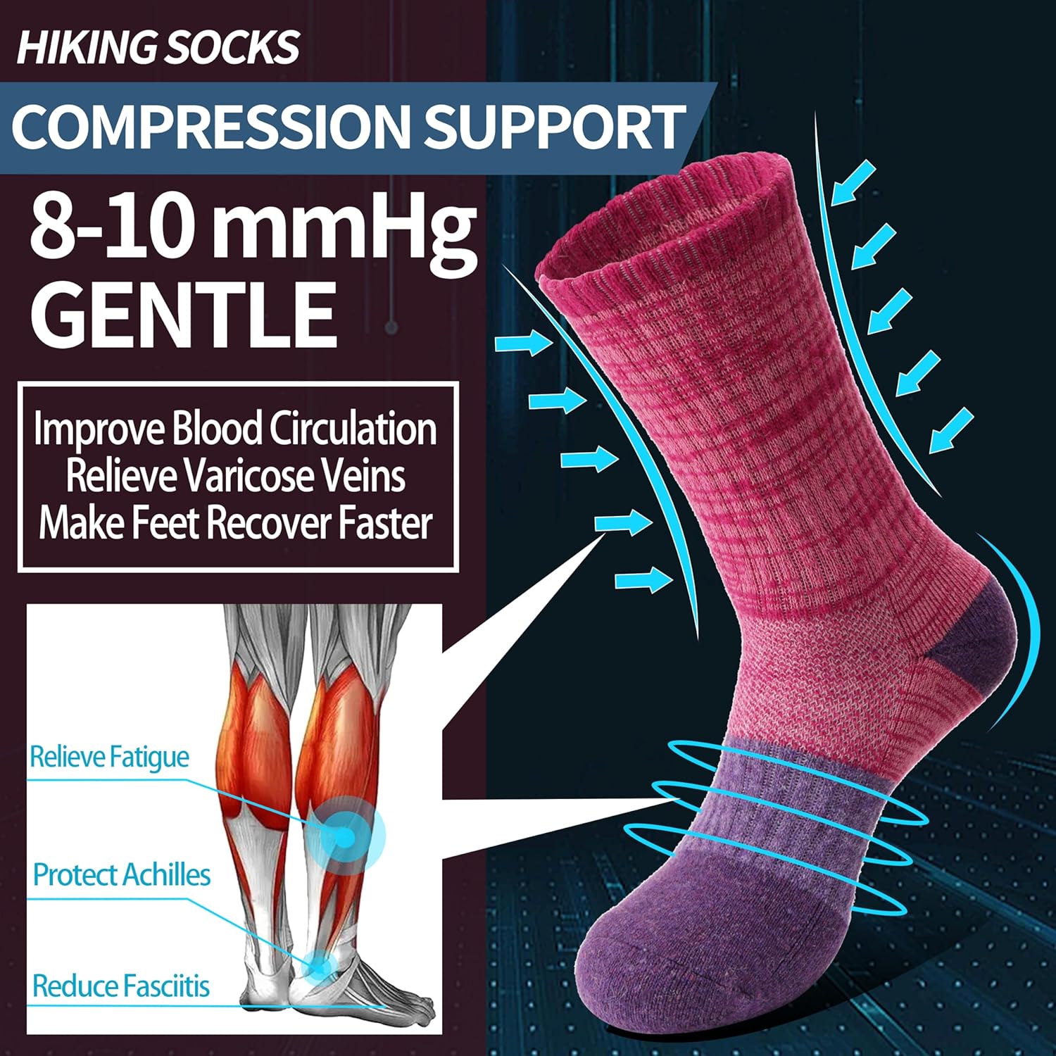 Detalle 2 de Anlisim Merino Wool Hiking Socks, 5 pairs ⚡