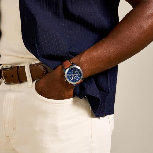 Detalle de Fossil Grant FS5151: Blue Dial Quartz Chronograph with Brown Leather Strap