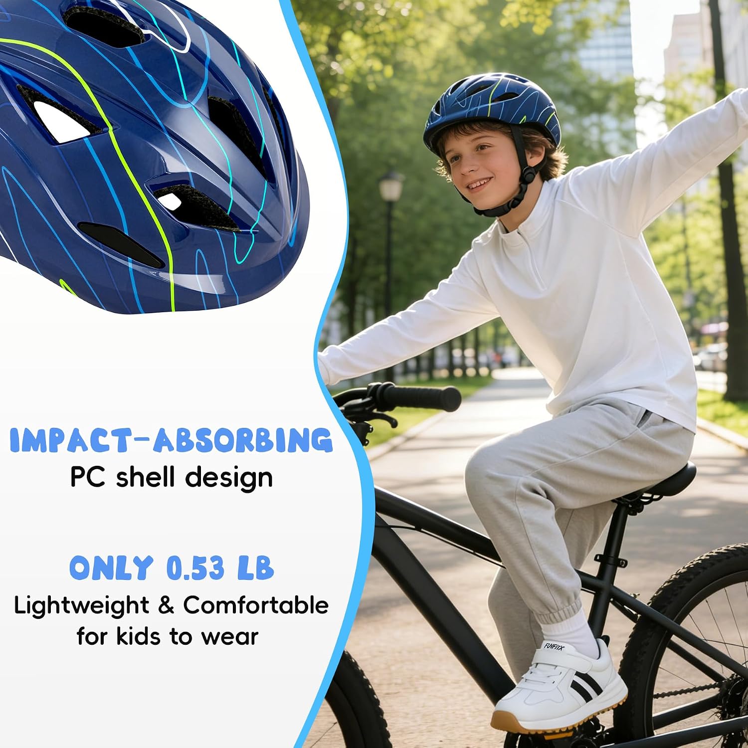 Detalle de Toddlers & Kids Adjustable Bike Helmet for Ages 3–16 (Purple-Pink / Purple-Blue)