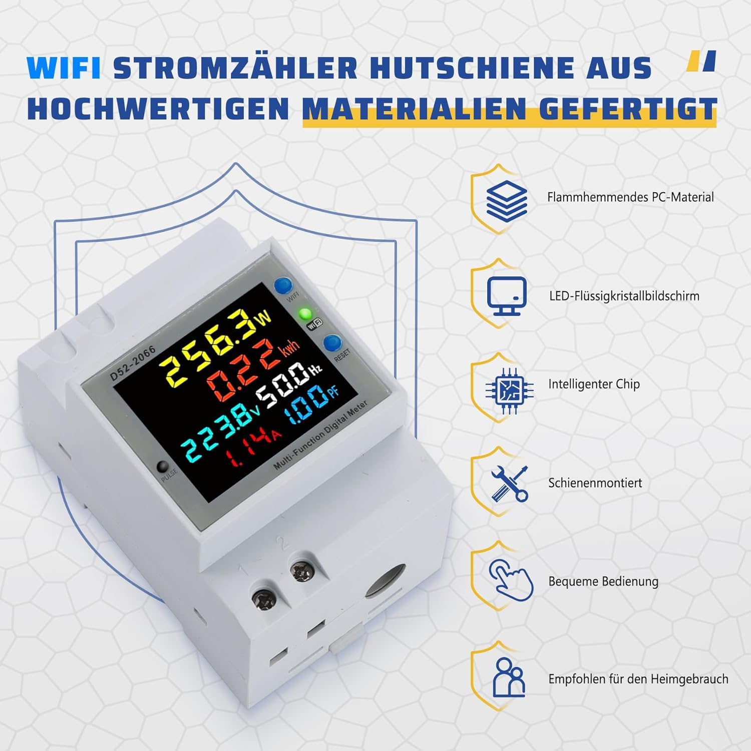 Detalle de BOSYTRO Wifi Contatore di Energia Monofase 6 in 1, Misuratore di Potenza su Guida DIN