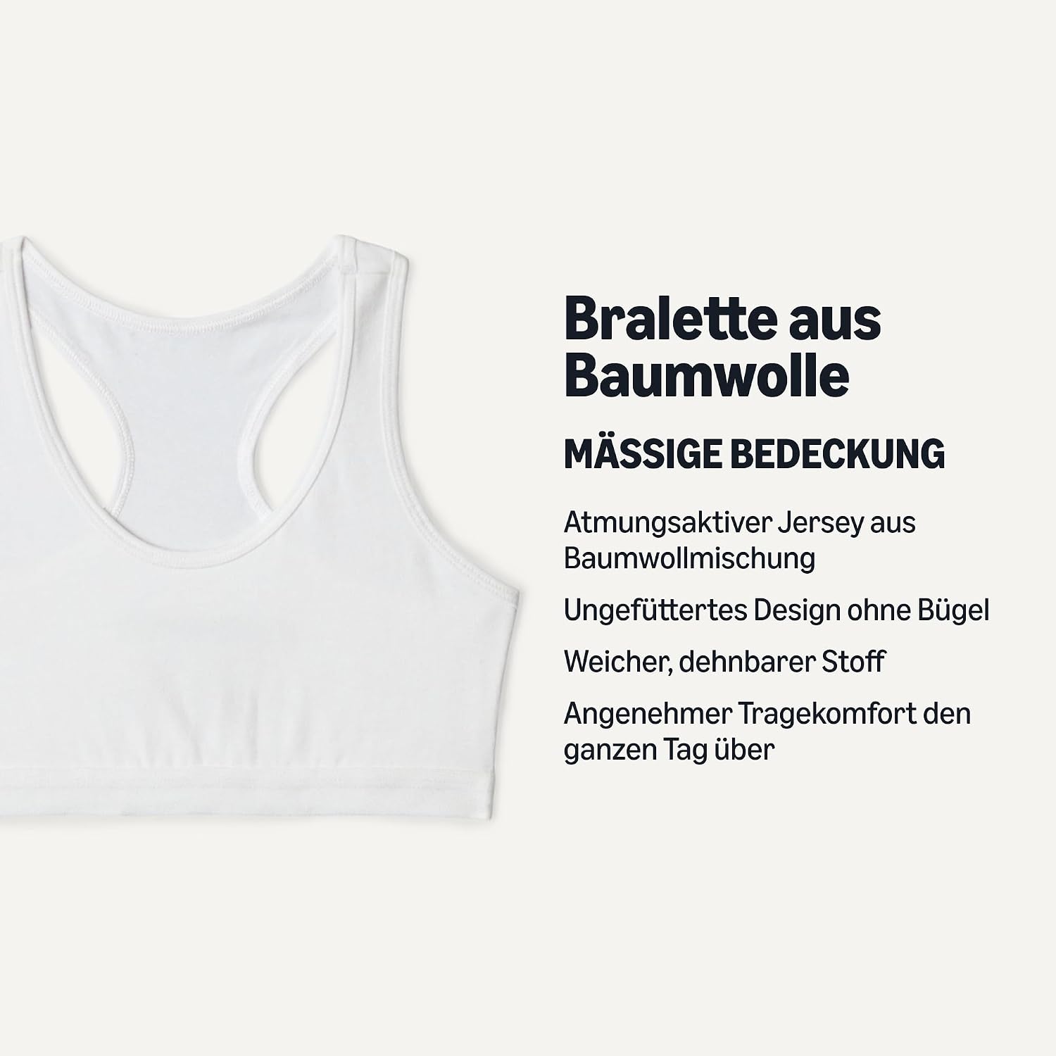 Detalle de Amazon Essentials Mädchen Bustier, Crop-Top-Bralette aus Baumwoll-Jersey (2er Pack) – Ungepolstert, ringerrücken