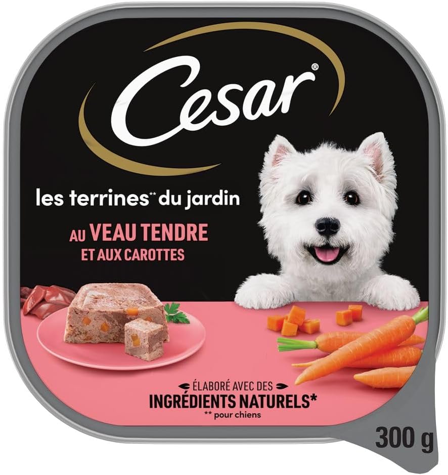 Detalle de Cesar Les Inspirations du Jardin – Barquettes de Veau en terrine pour Chien Adulte (20 barquettes de 300 g)