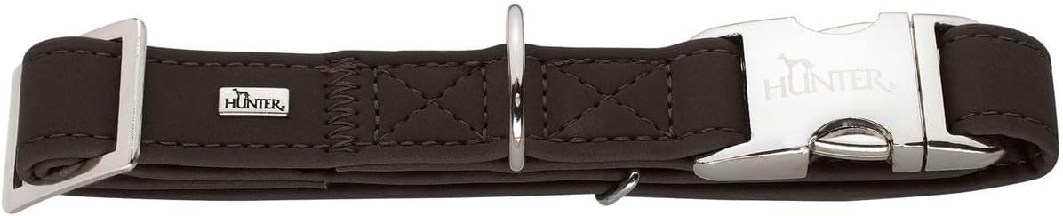 Detalle de HUNTER Hundehalsung SOFTIE ALU-STRONG – Größe M, braun, Nubukoptik