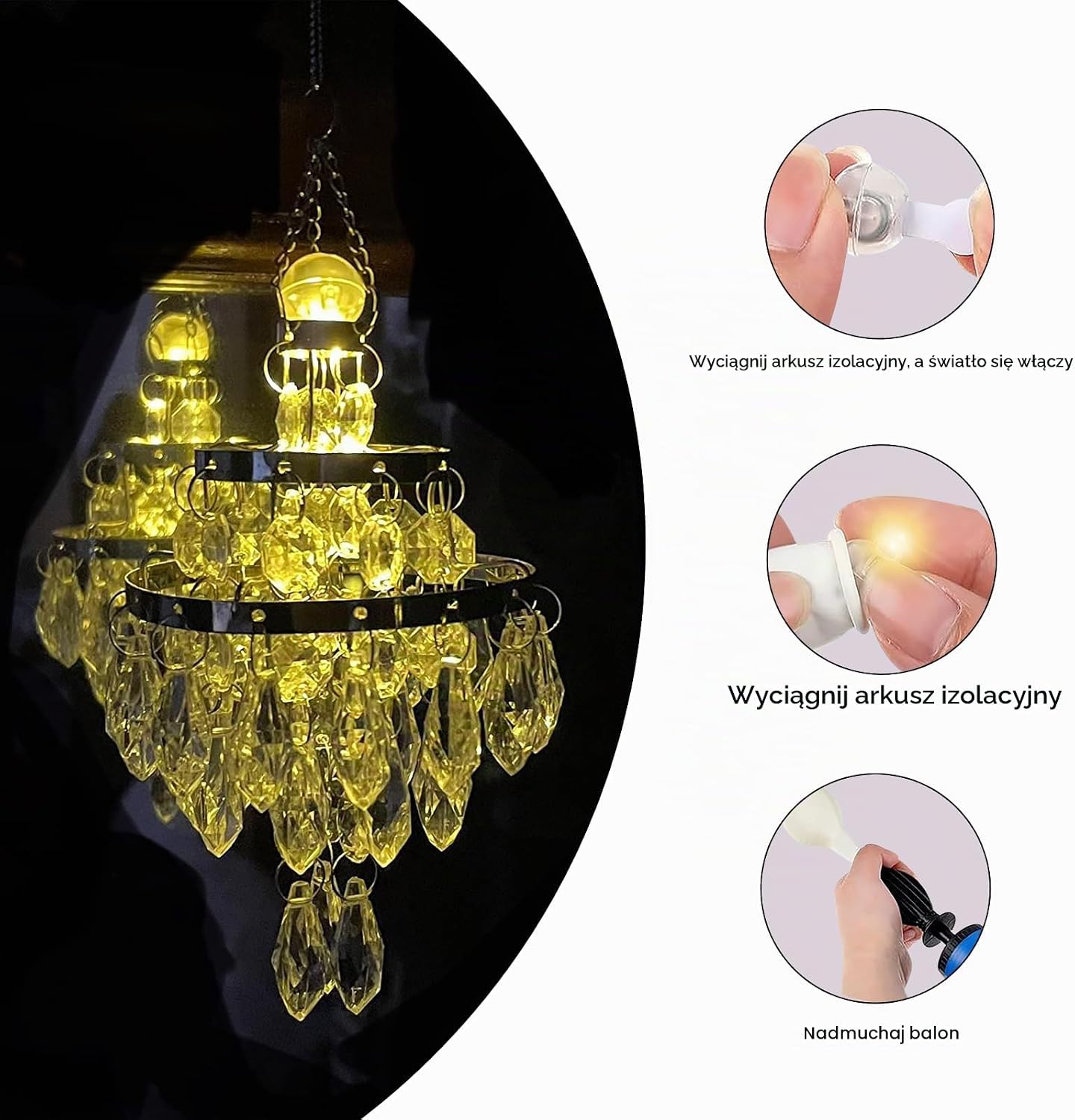 Detalle 1 de A.bigwhale zestaw 60 mini lampek LED, ciepła biel, zasilanie bateryjne