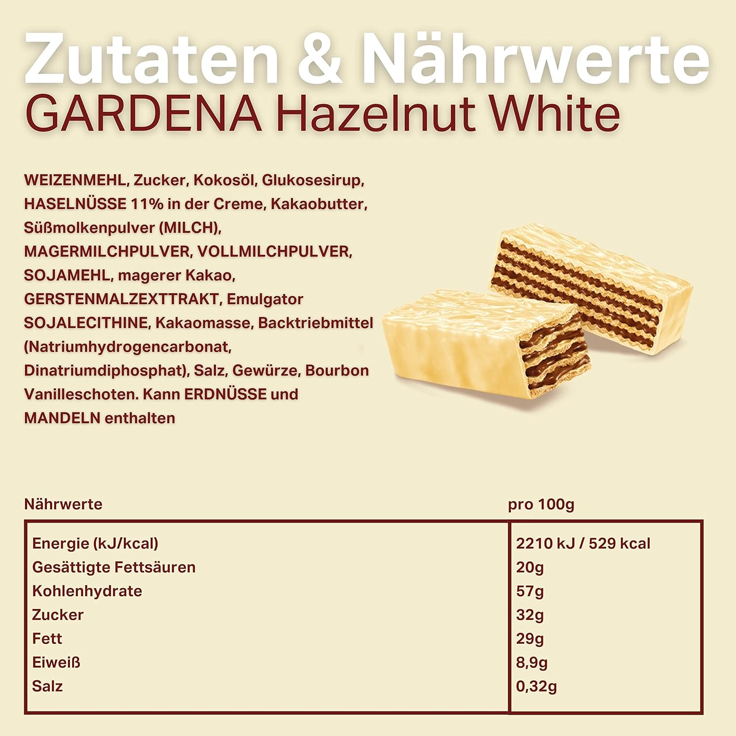 Thumbnail 1 de Loacker Gardena Hazelnut White – Waffel-Snack mit weißer Schokolade und Haselnusscreme (Großpackung, 25 x 38 g)