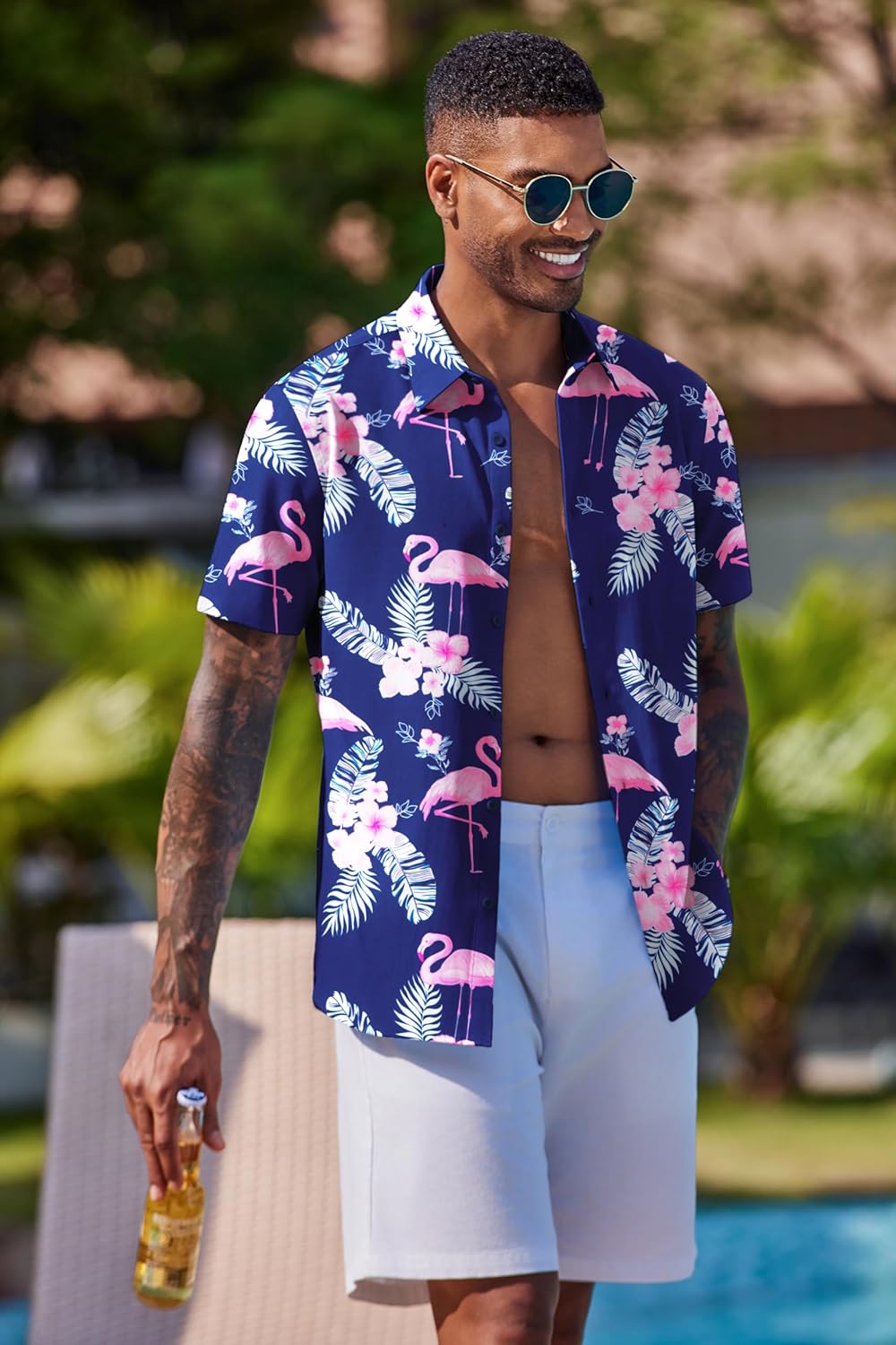 Thumbnail 1 de COOFANDY Men's Hawaiian Shirt Short Sleeve Button Down – Vibrant Tropical Floral for Summer Beach Vibes