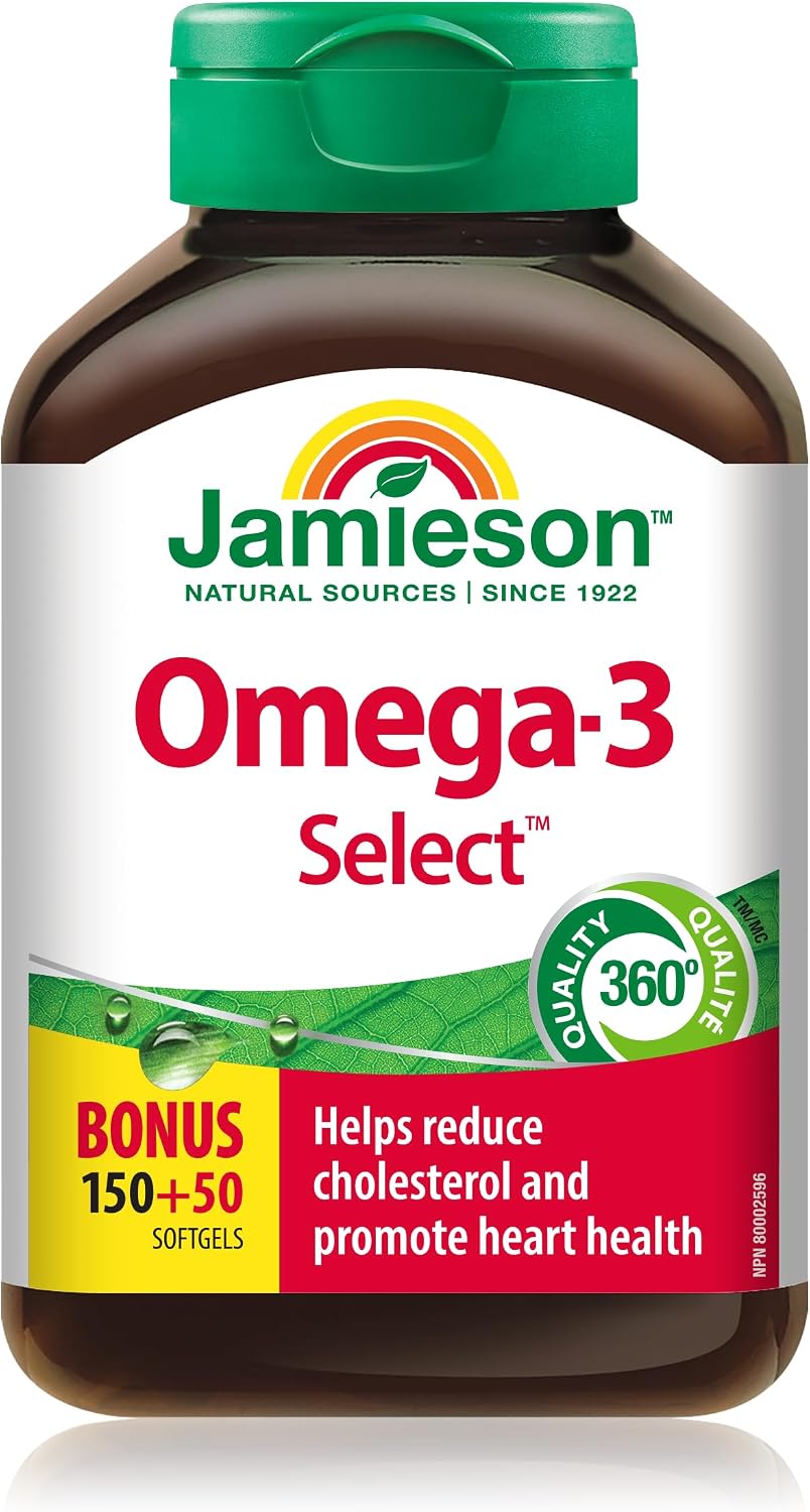 Detalle de Jamieson 64642062321 Omega-3 Select 1,000 mg, 300 mg EPA + 200 mg DHA, 200 Softgels