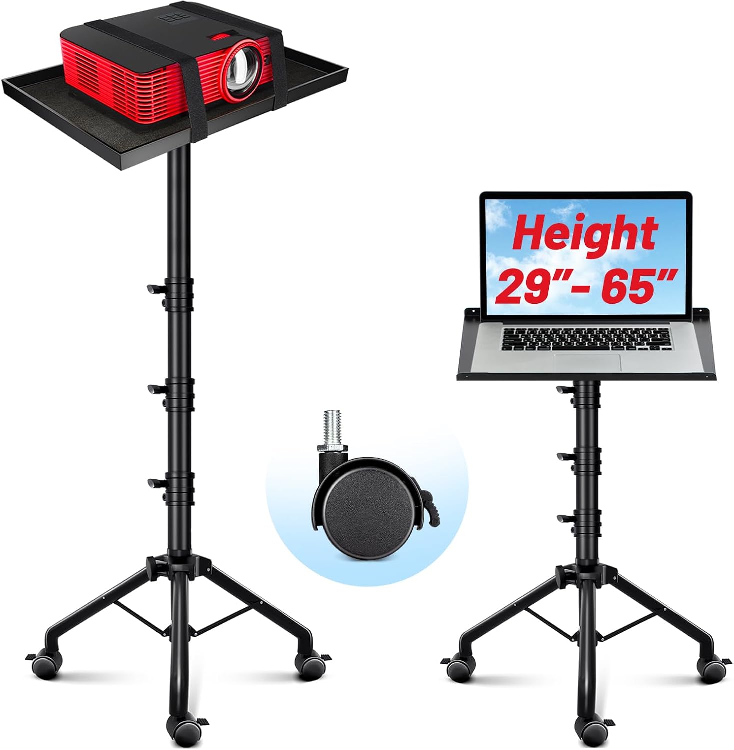 Detalle de CAHAYA US-CPS0332 Projector Stand with Casters, Adjustable Tripod and Tilt Panel