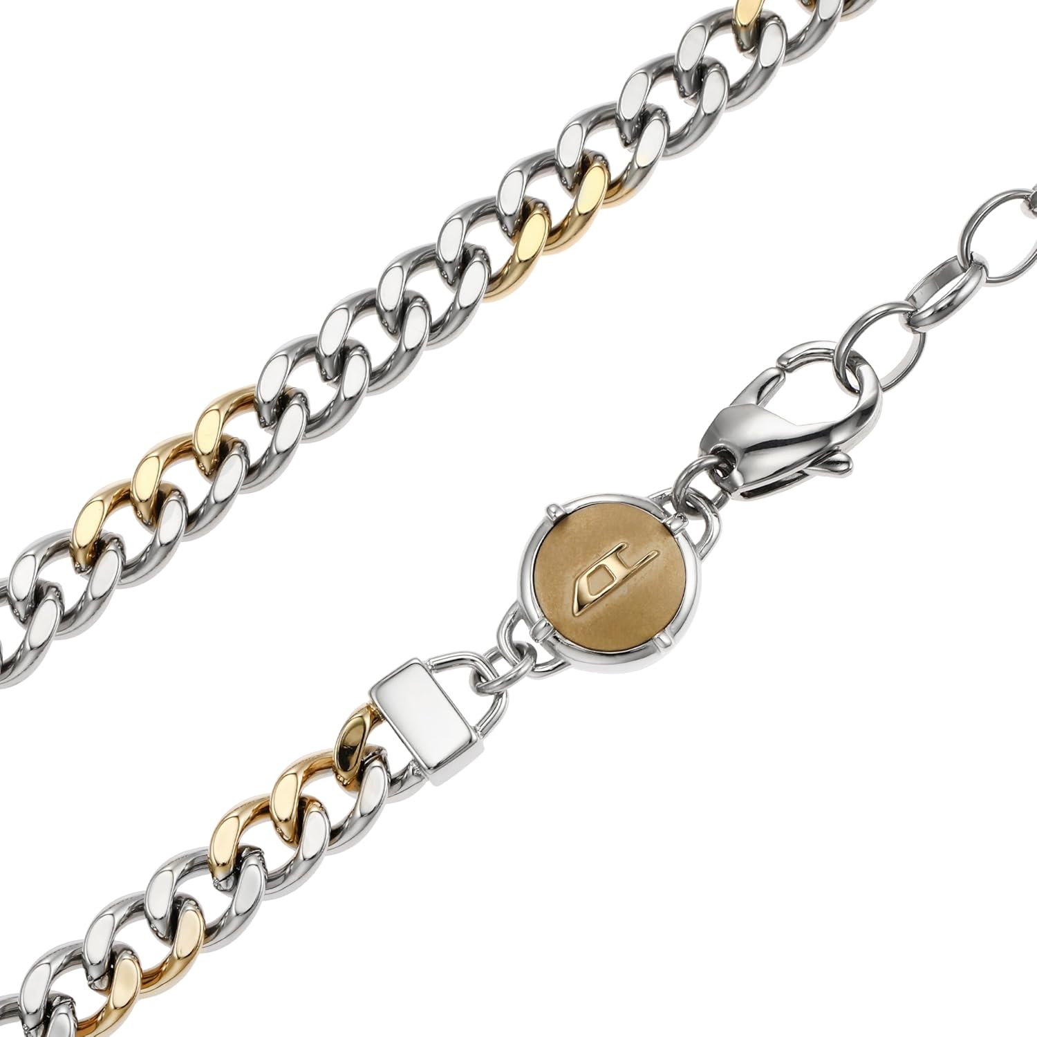 Thumbnail 3 de Diesel Collana da uomo in acciaio inossidabile bicolore con chiusura a moschettone