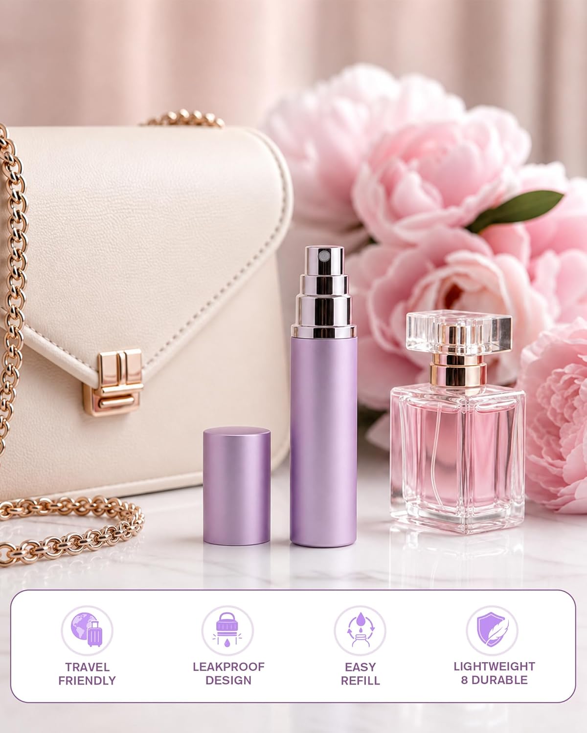 Detalle de Vaporisateur de Parfum de Voyage Lammcou 10ml – Compact et rechargeable, anti-fuite