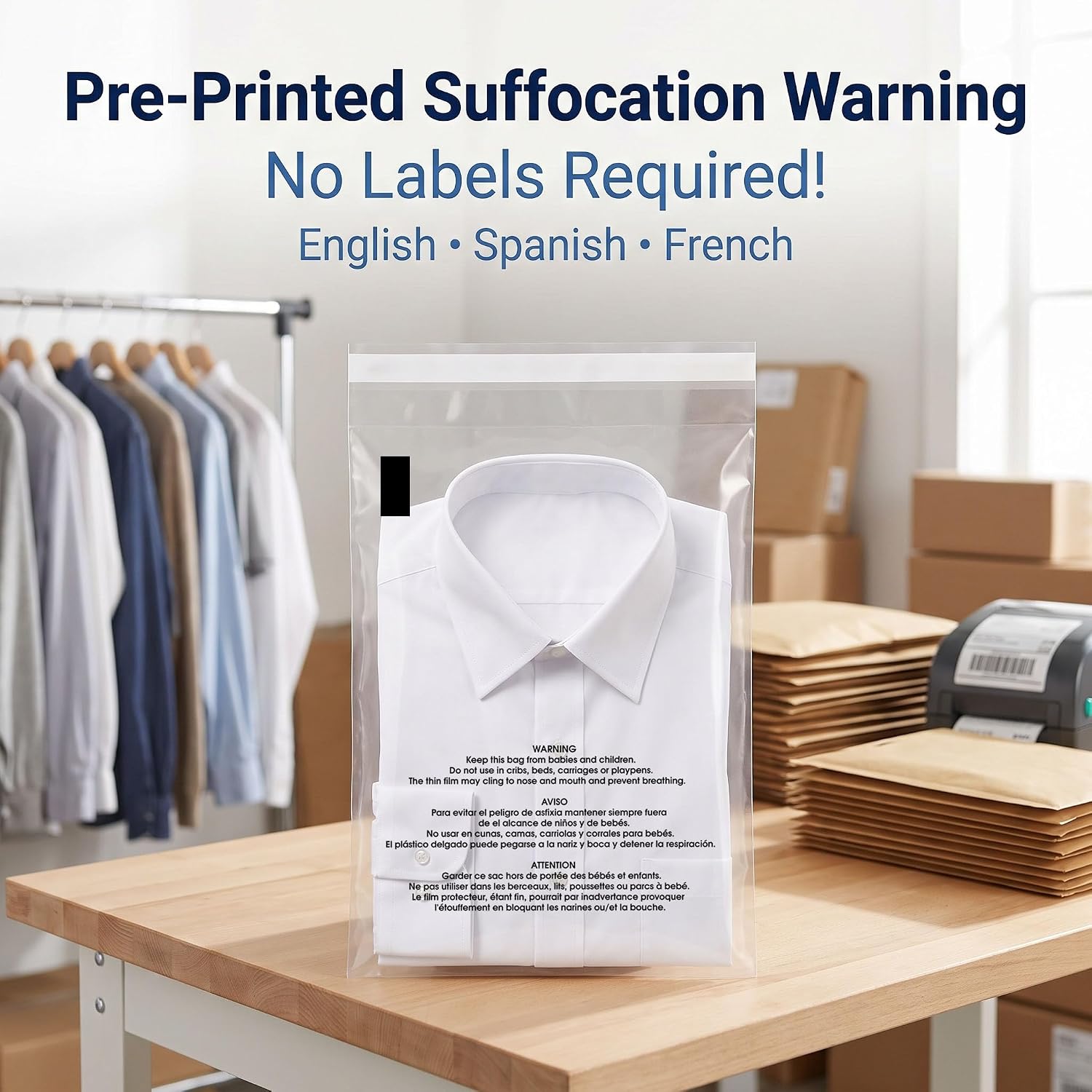 Detalle de Spartan Industrial SFW-Bag Clear Poly Bags, 10 x 13 Inches, 1.5 Mil, 1,000 Count