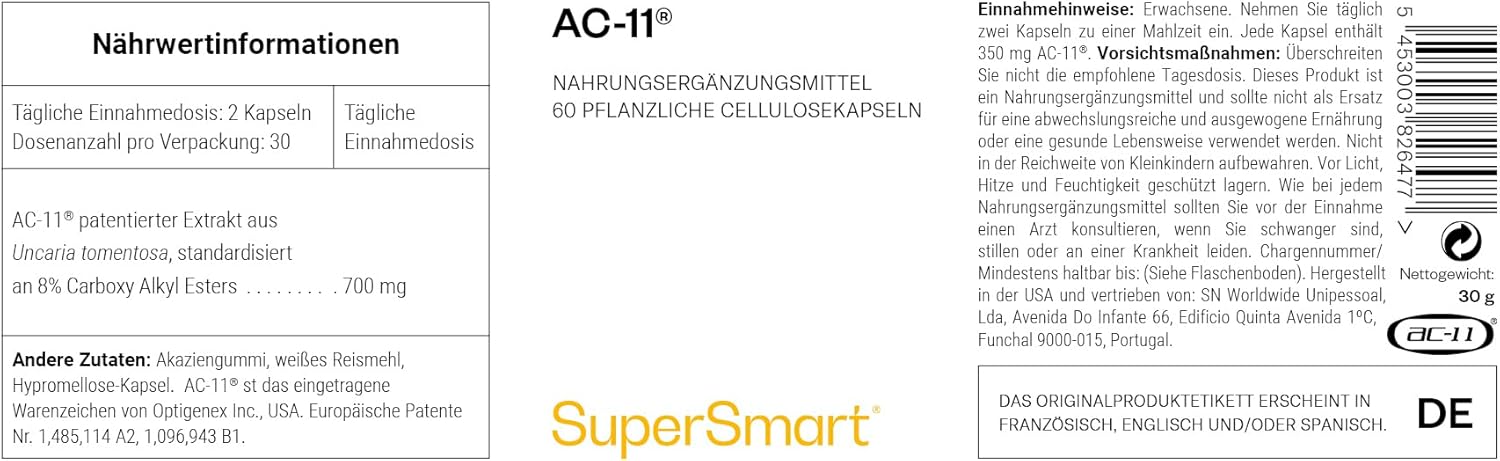 Thumbnail 2 de AC‑11® Extrakt aus Uncaria tomentosa – 60 Kapseln von SUPERSMART