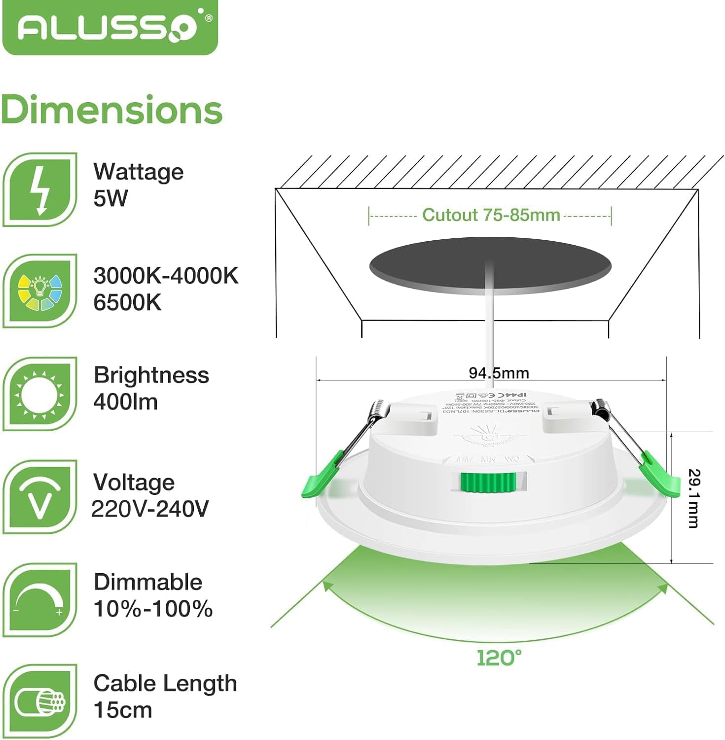 Detalle 2 de ALUSSO Ultra Slim 5W LED Downlights 6 Pack