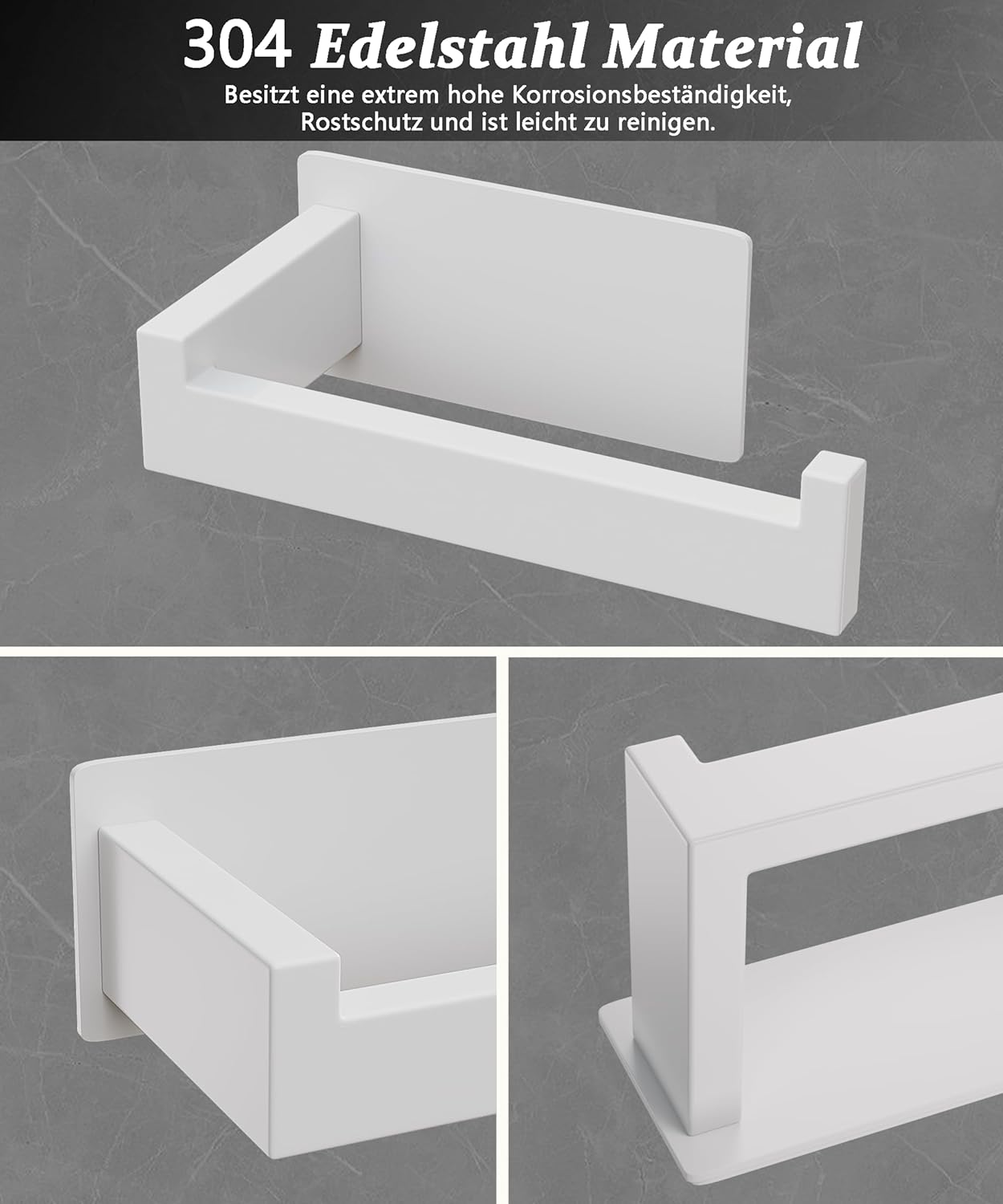 Thumbnail 4 de Eowihor selbstklebender Toilettenpapierhalter aus Edelstahl (ohne Bohren) – für Küche & Bad, weiß