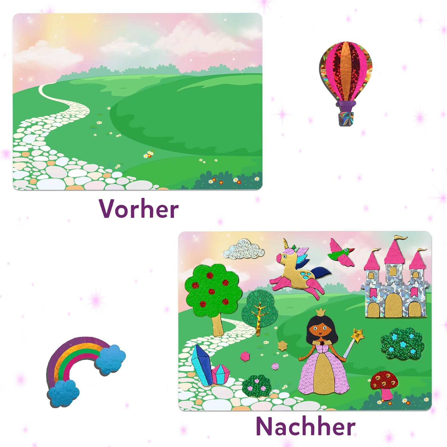 Detalle 2 de Skillmatics Folienspaß: Einhörner & Prinzessinnen – Schmutzfreie Bastelaktivität für Kinder 4–9 Jahre